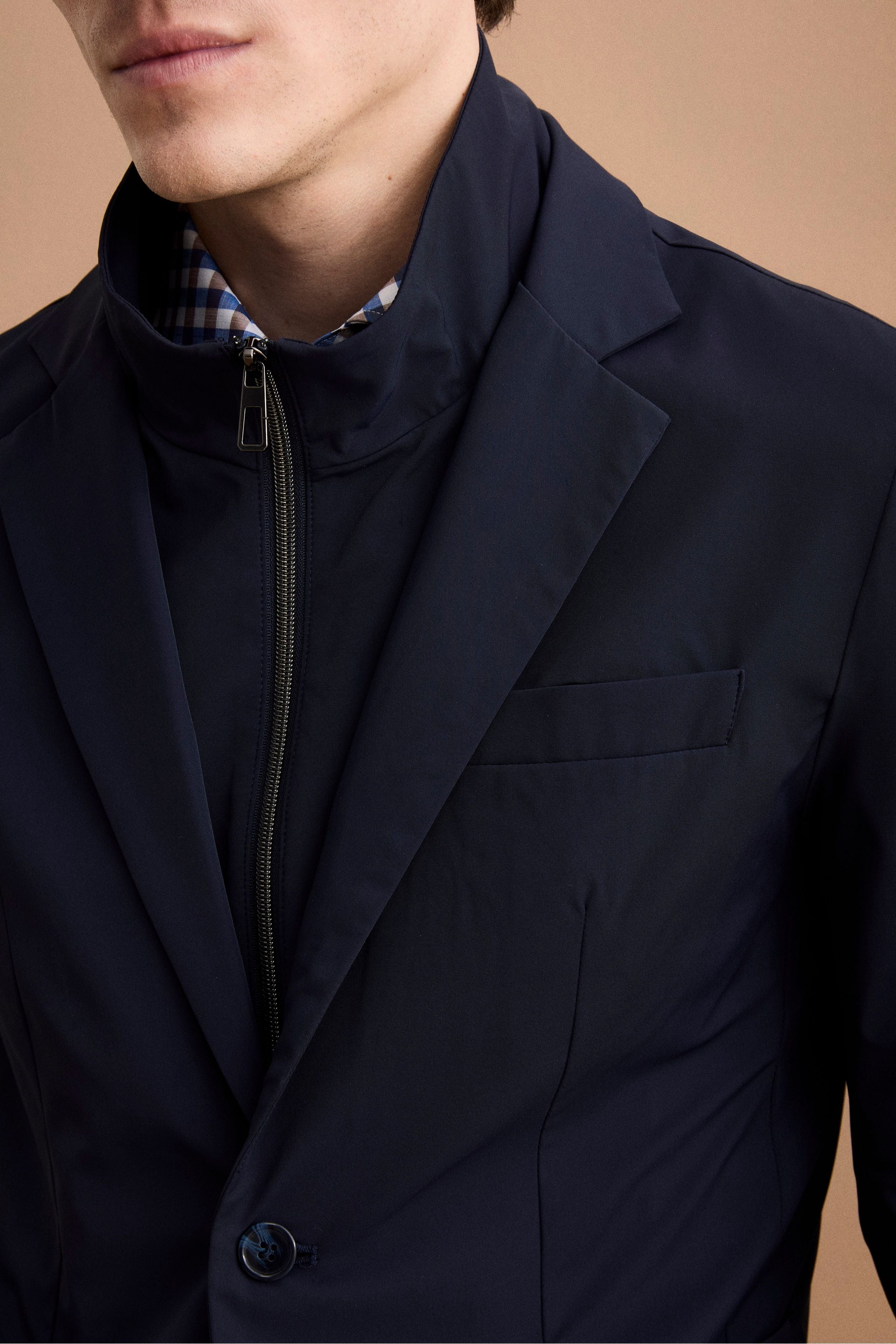 Gefütterte Technische Jacke mit Innenseinsatz - BLAU