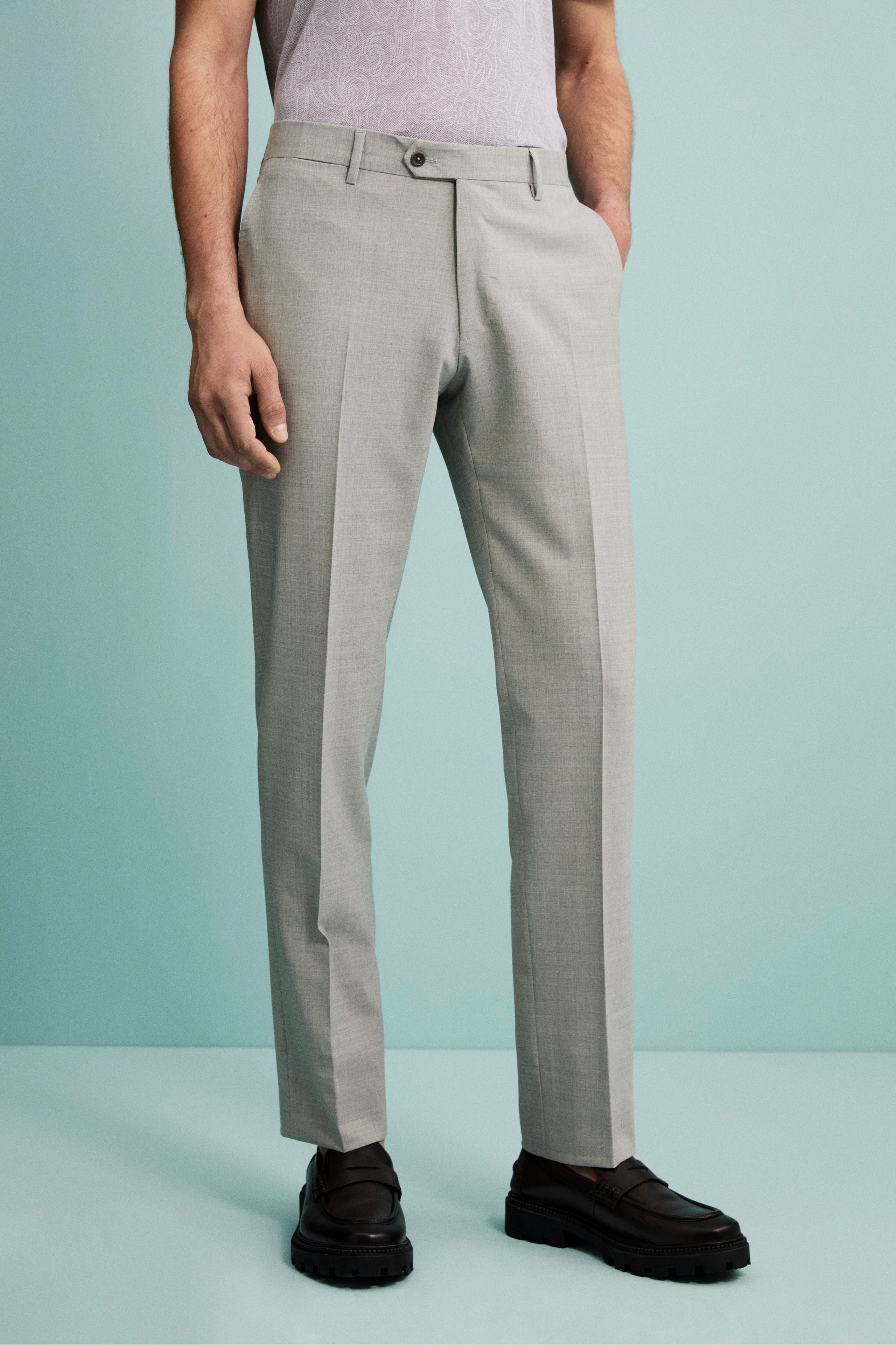 Abito Colorato Monopetto in Lana Vergine - GRIGIO CHIARO