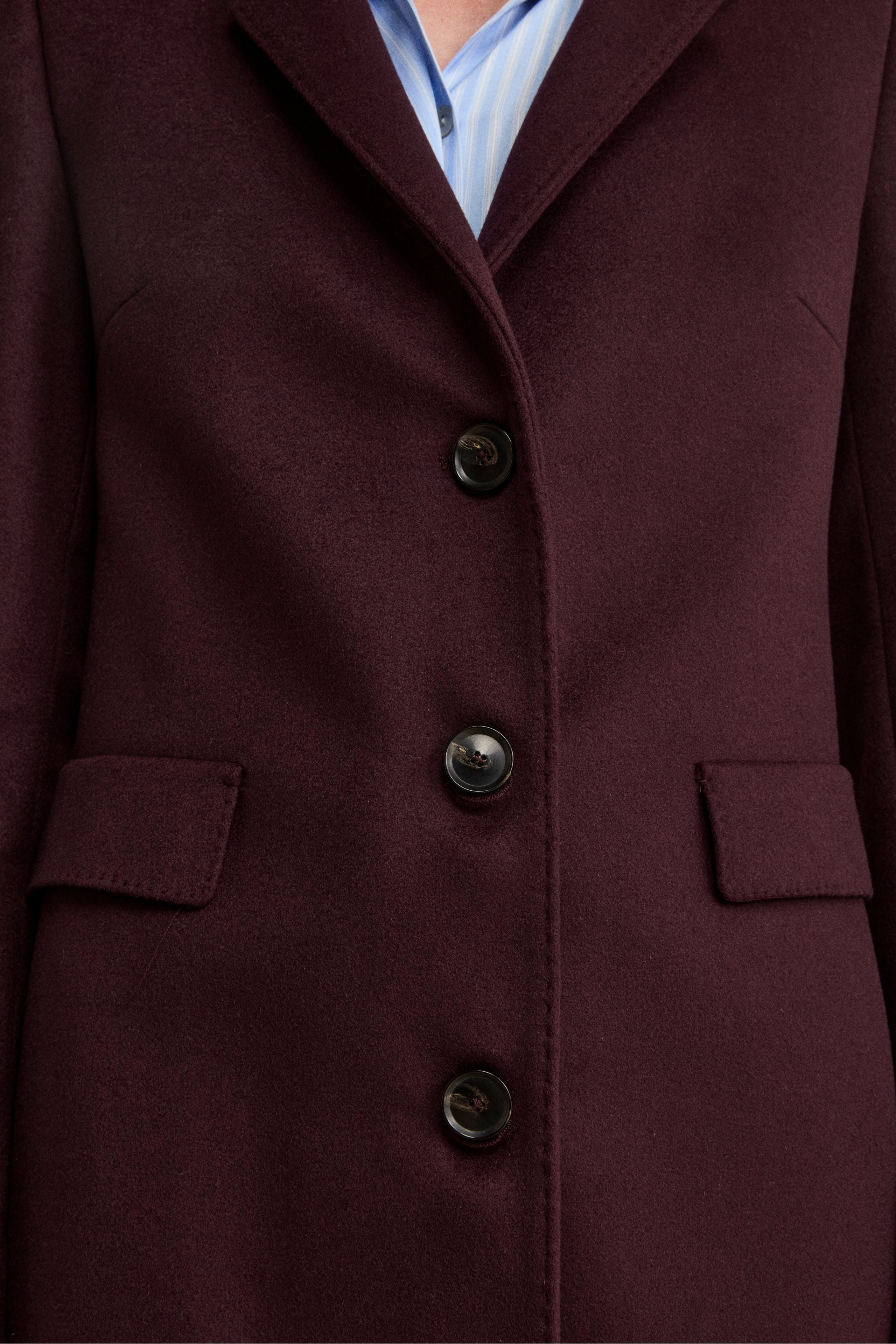 Fitted Midi Coat in Wool and Cashmere Blend - VIOLET