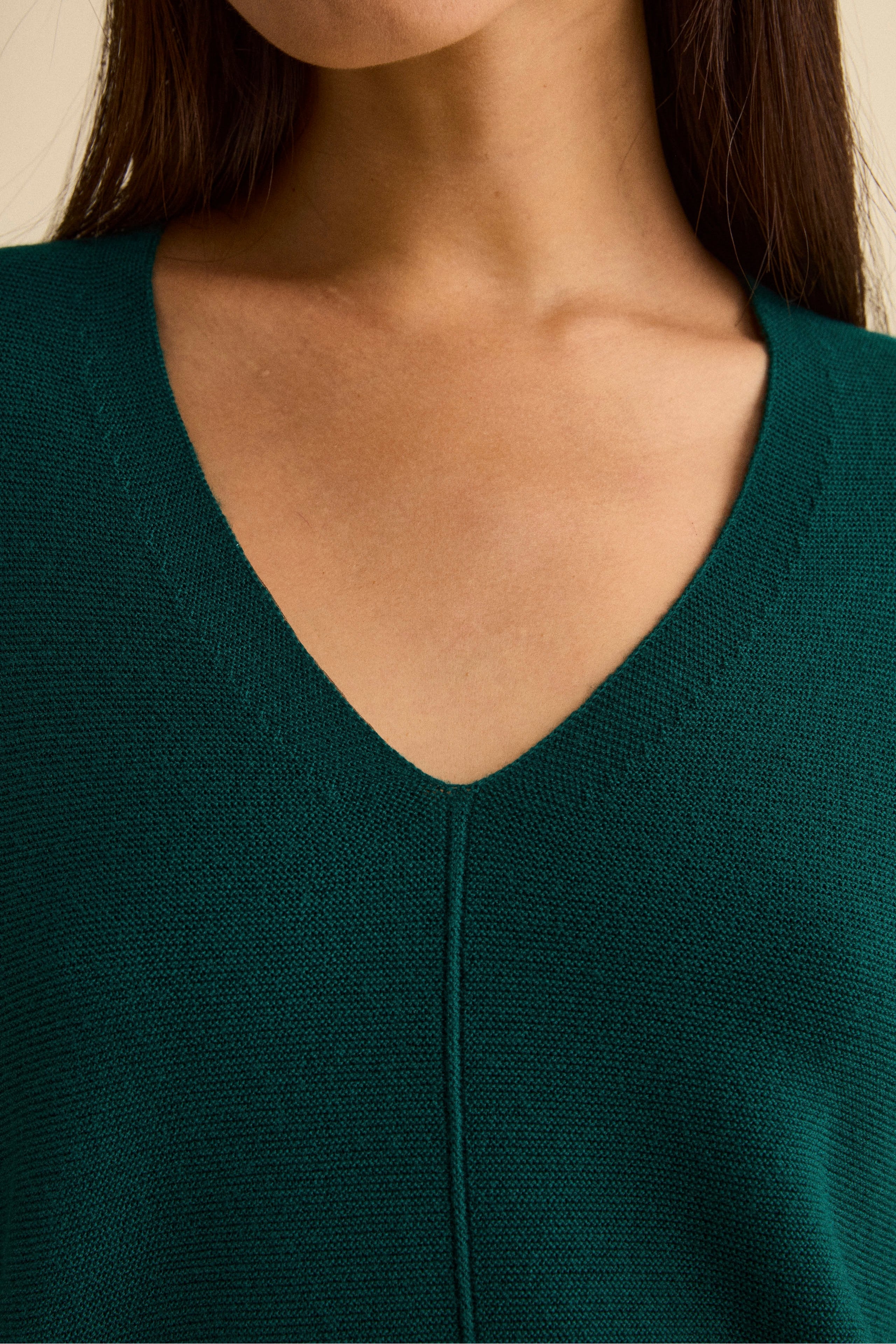 Oversized Merino Wool V-Neck Sweater - GREEN