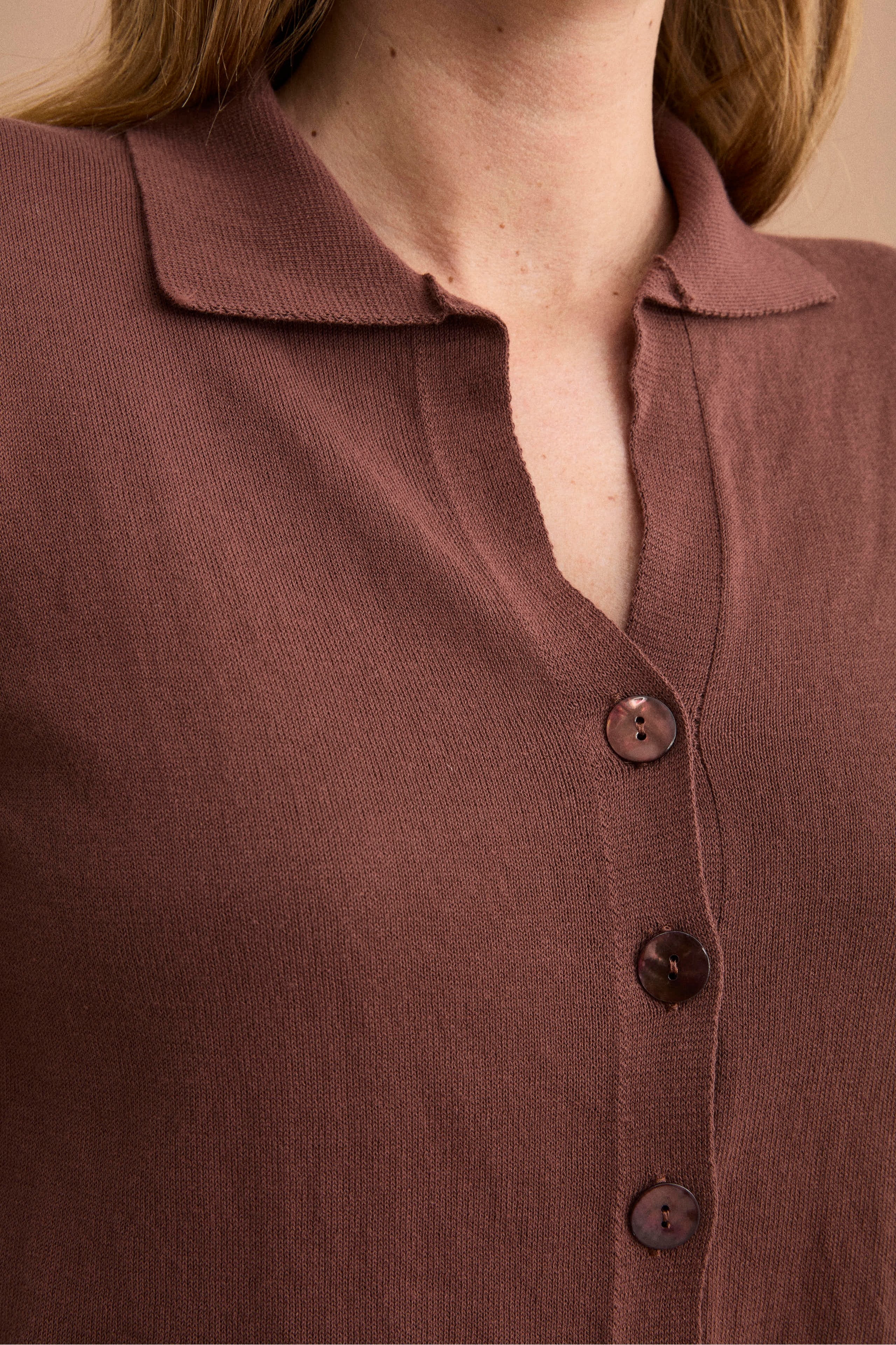 Cardigan Polo in Cotone - TERRA