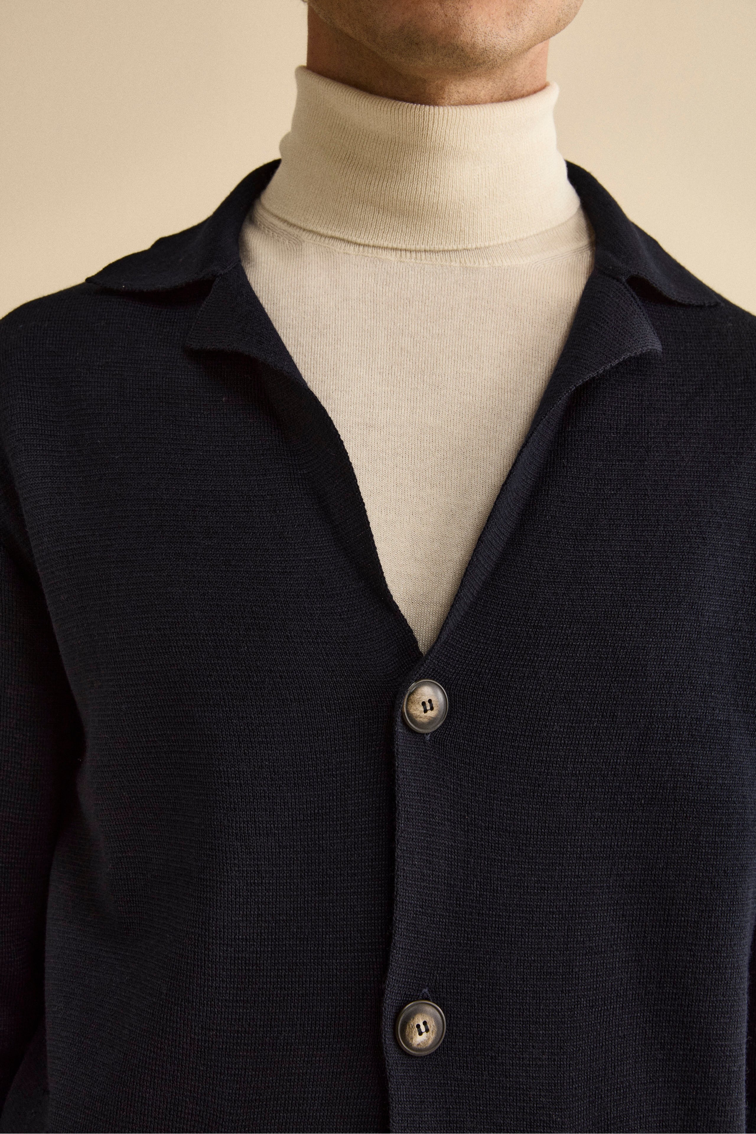 Cardigan en laine mélangée avec poches et boutons - BLEU