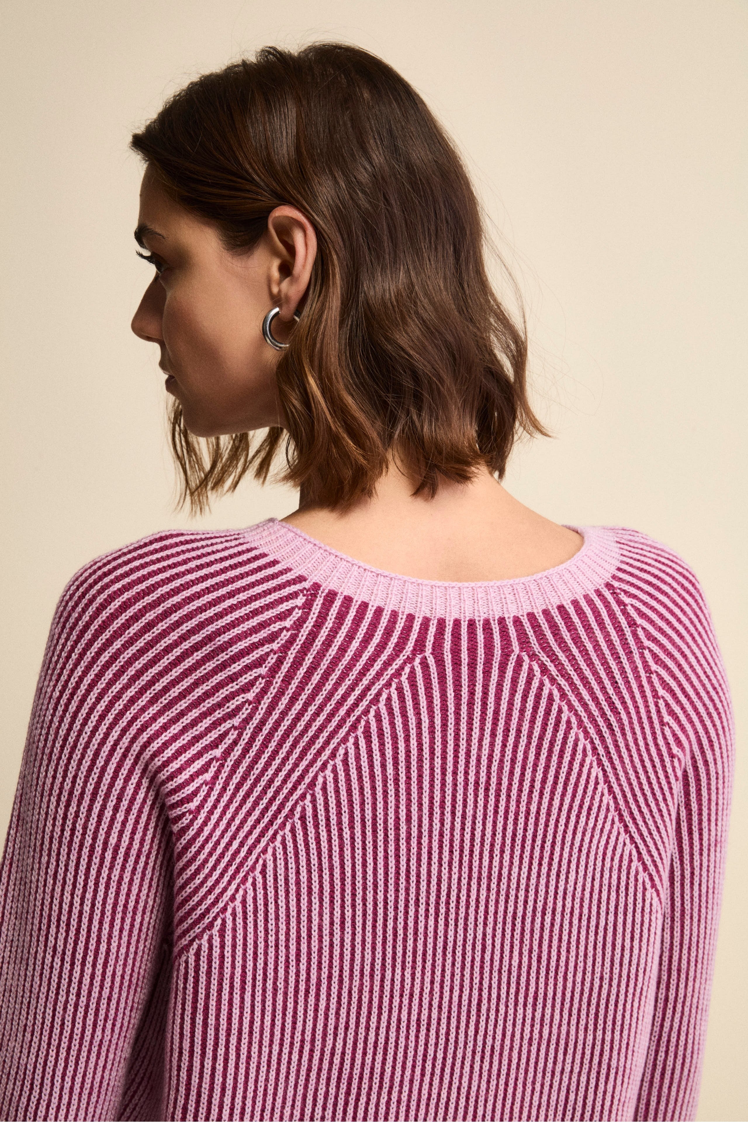Patterned Merino Wool Sweater (English Rib) - Red pattern