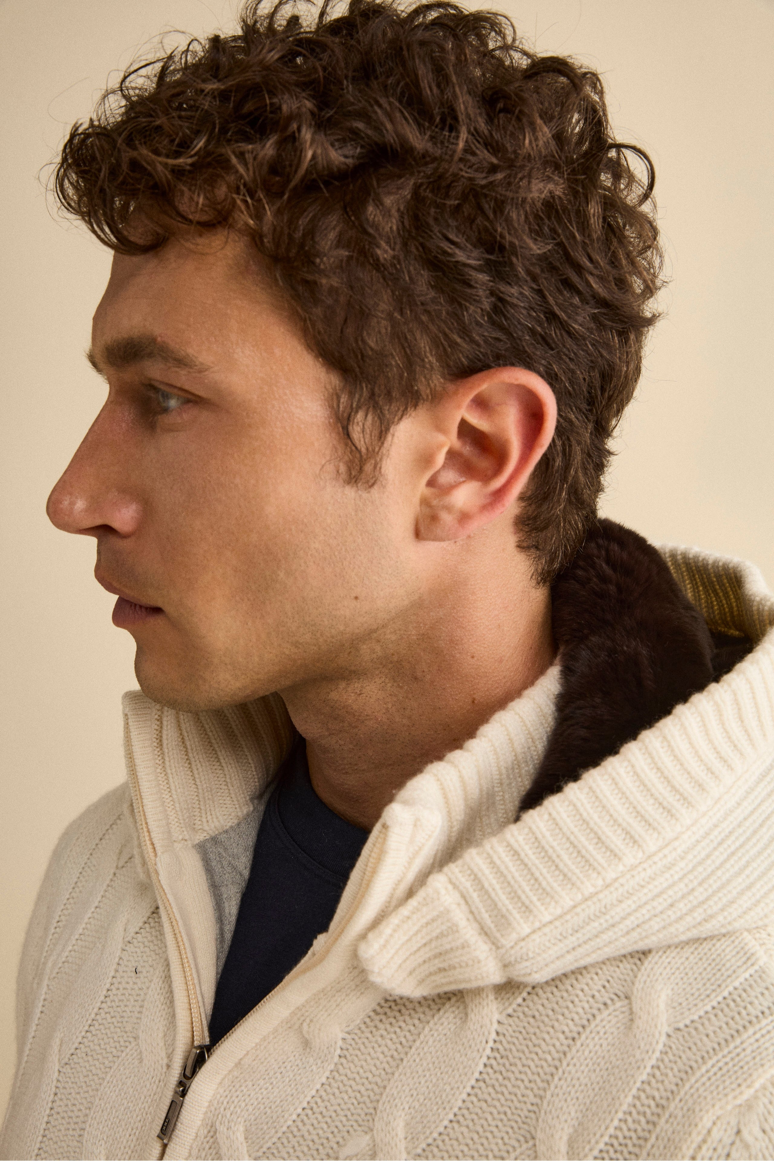 Cashmere Bomber with Hood and Fur - WHITE