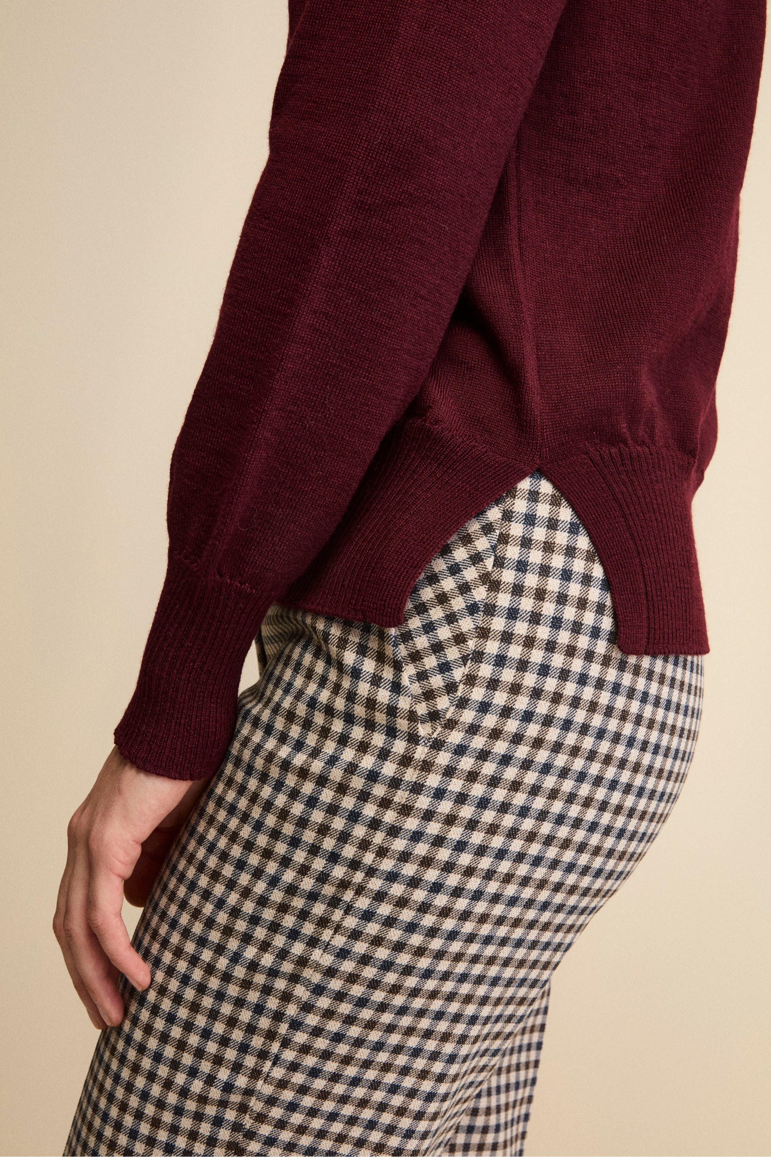 Pull Col Tunisien en Laine Mérinos - Bourgogne