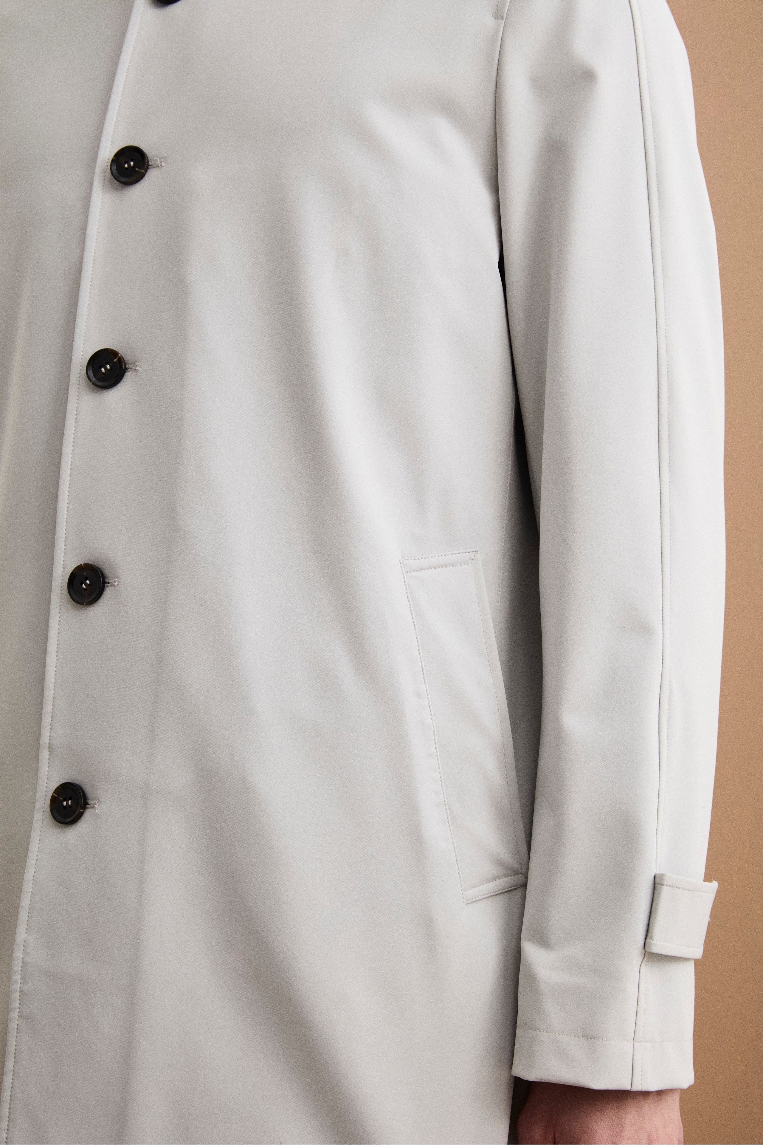 Herren Einreihiger Halbgefütterter Regenmantel - Hellgrau