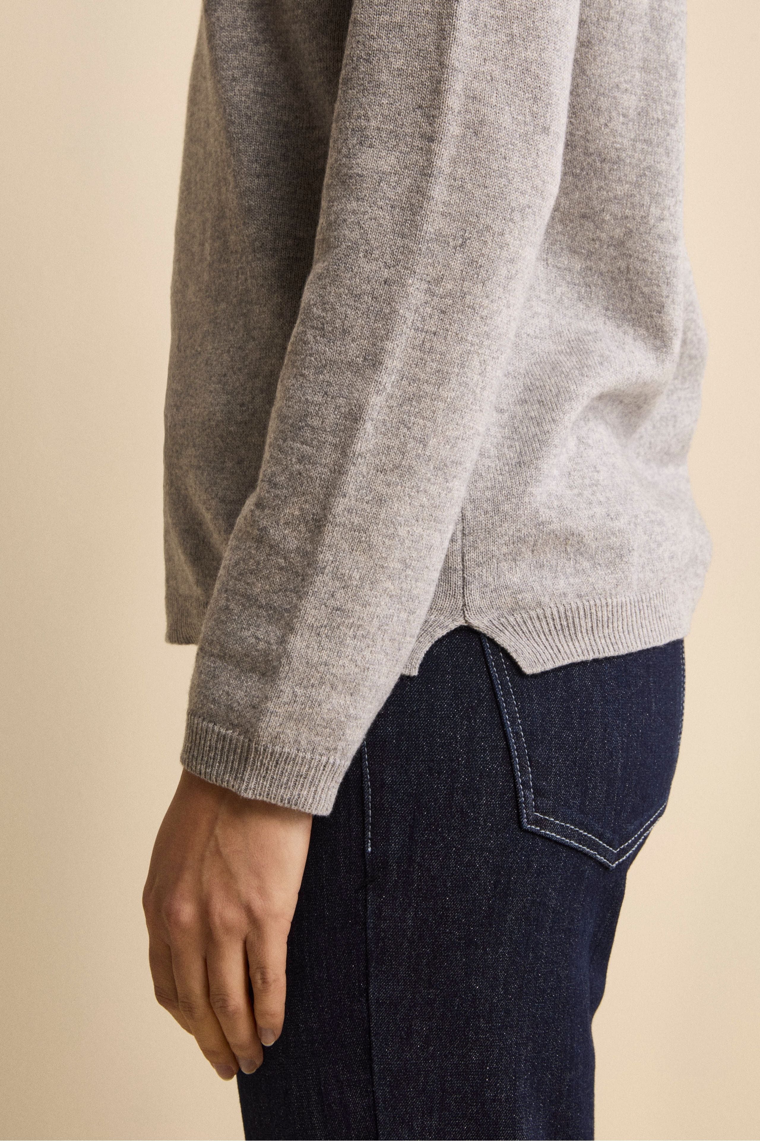 Turtleneck in Silk and Cashmere - Light grey