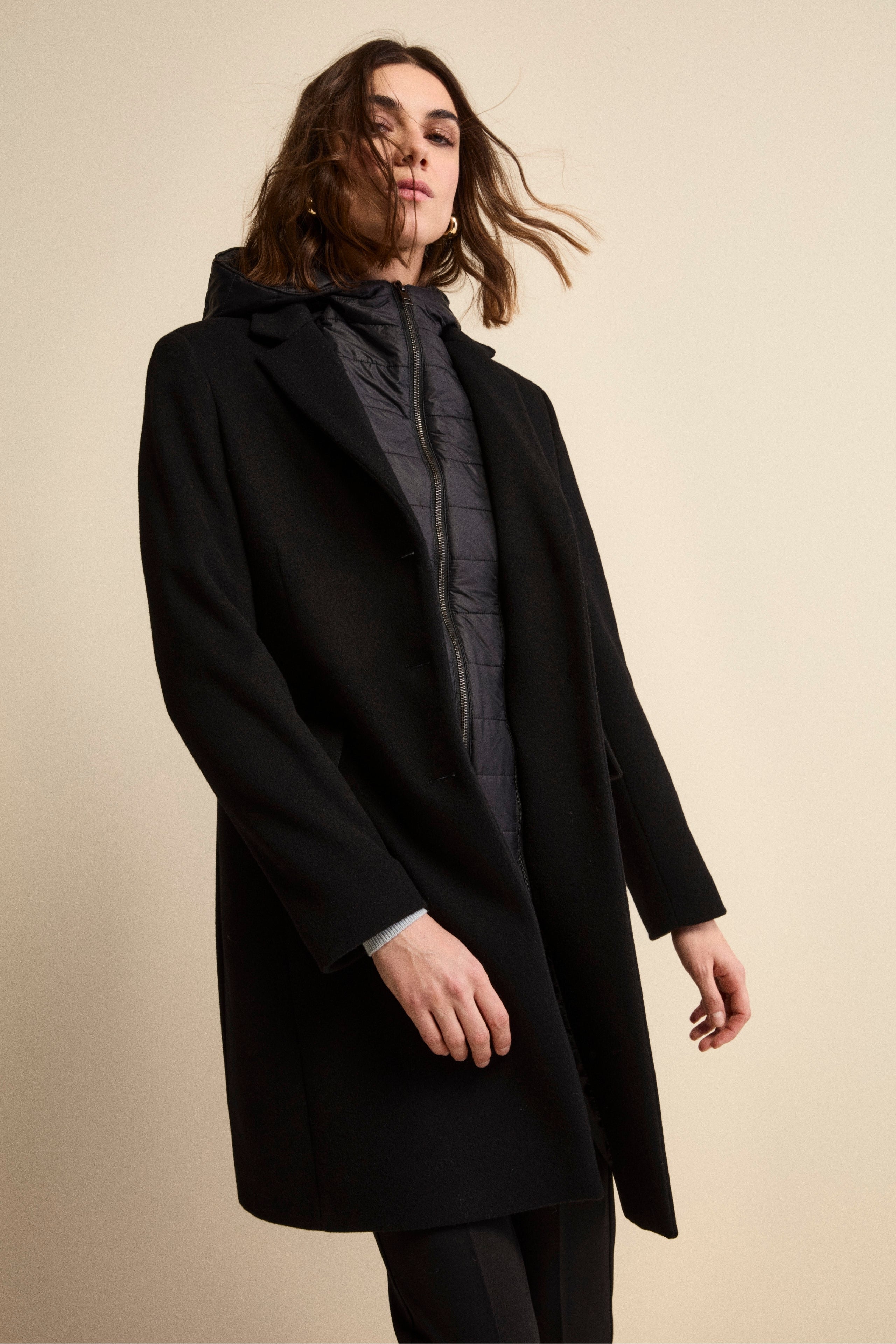 Coat in wool and cashmere - BLACK