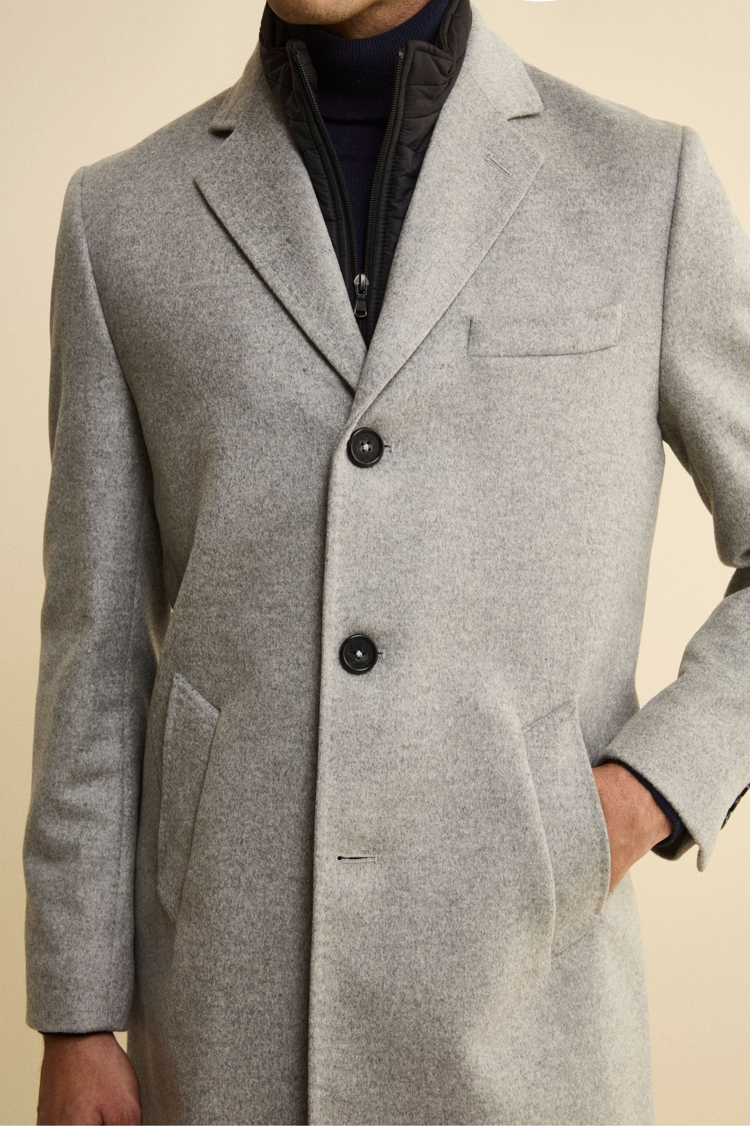 Wool and cashmere coat - Light grey
