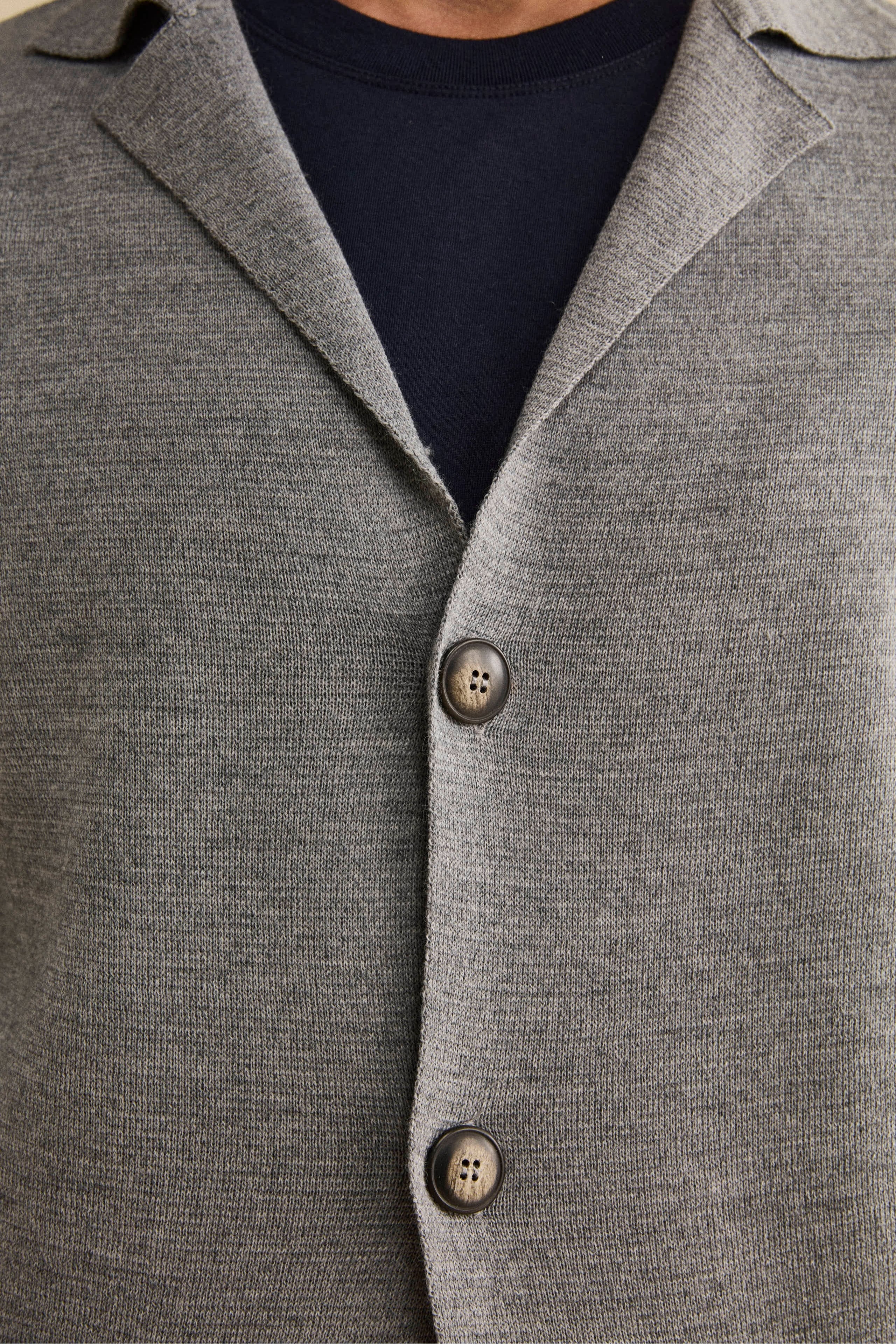 Cardigan en laine mélangée avec poches et boutons - GRIS