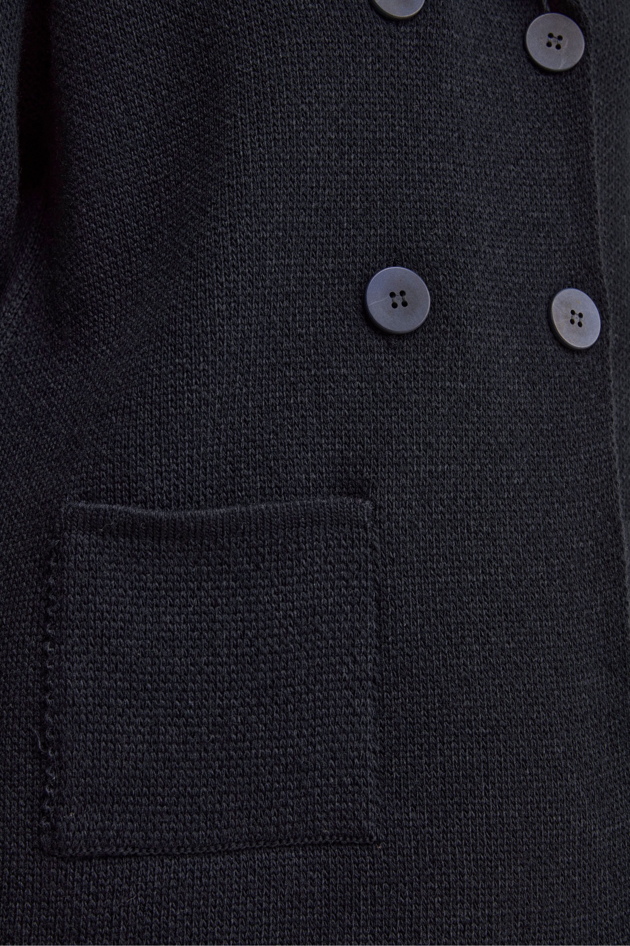 Doppelreihige Strickjacke mit Kapuze - BLAU