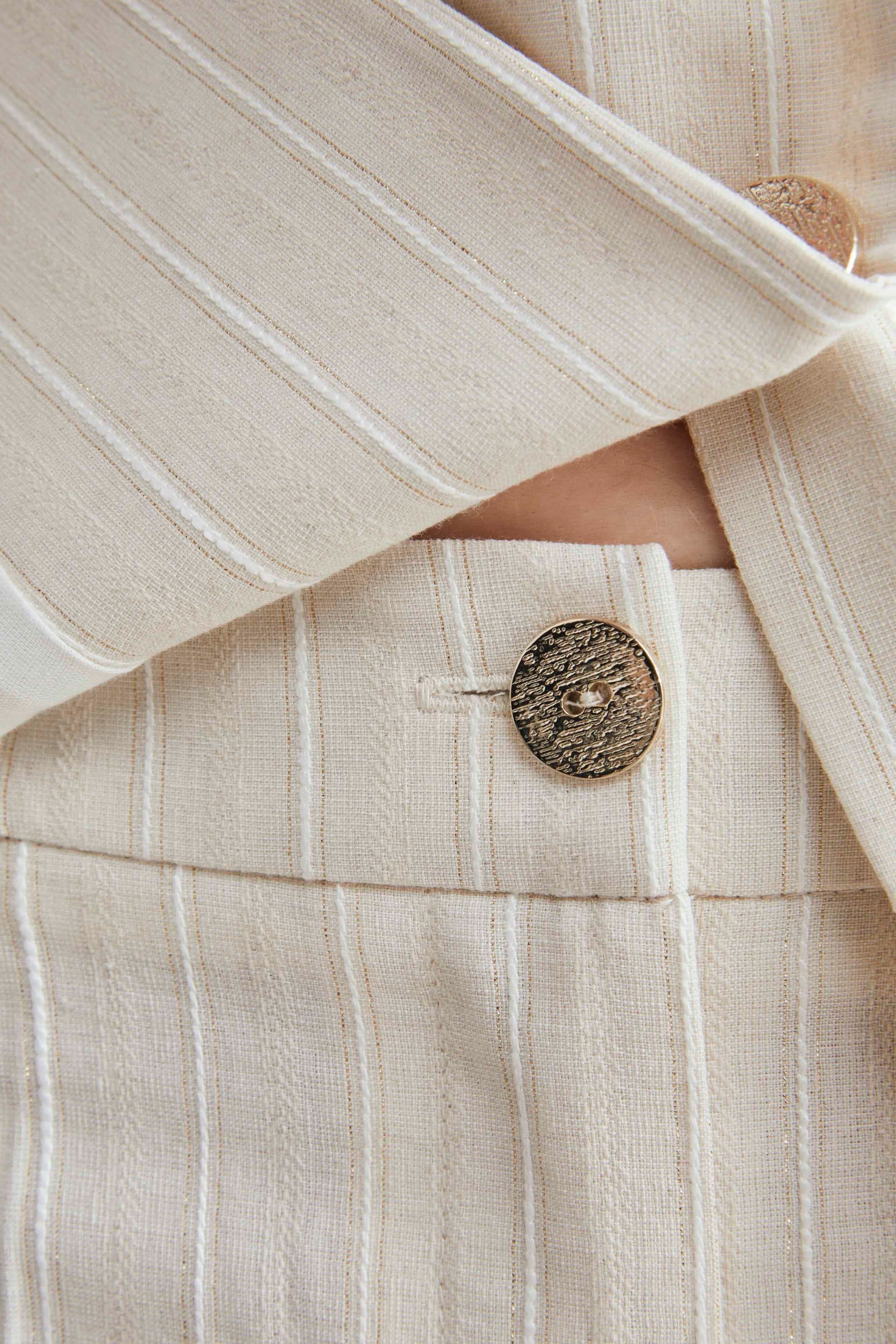 Pantaloni gessati in lurex - SABBIA