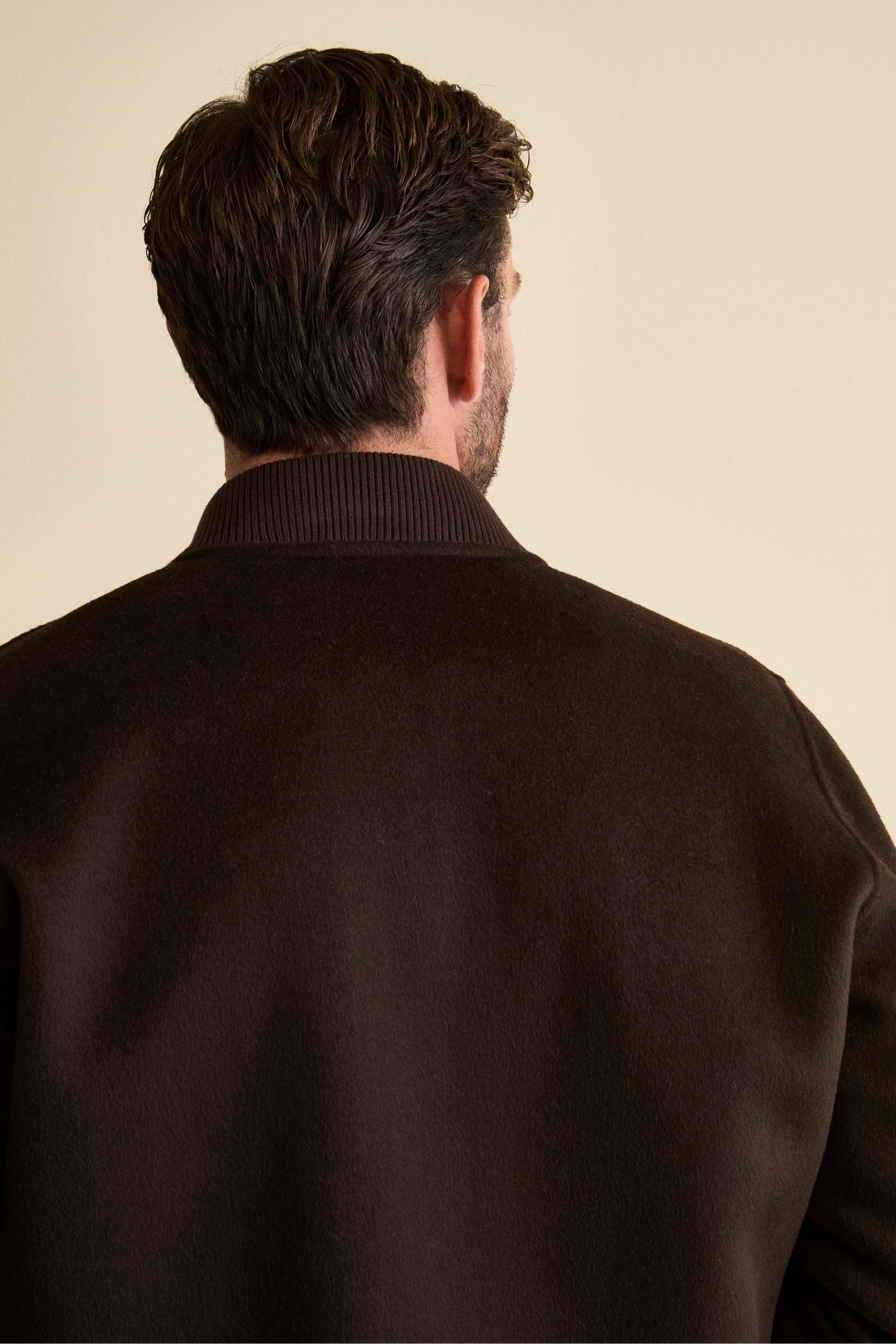 Wool Bomber with Pockets - BROWN