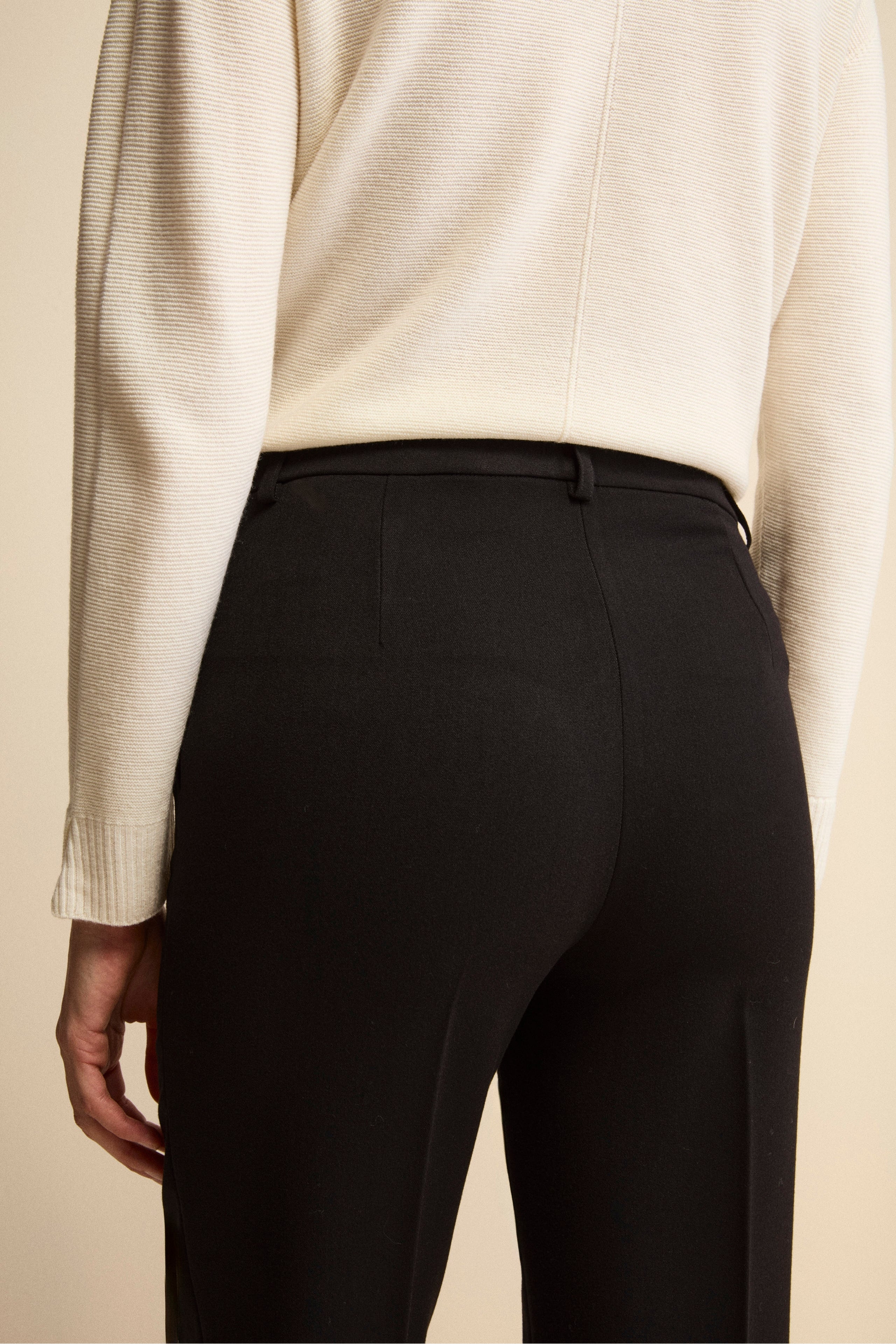 Cigarette Trousers with Pleats and Cuffs - BLACK