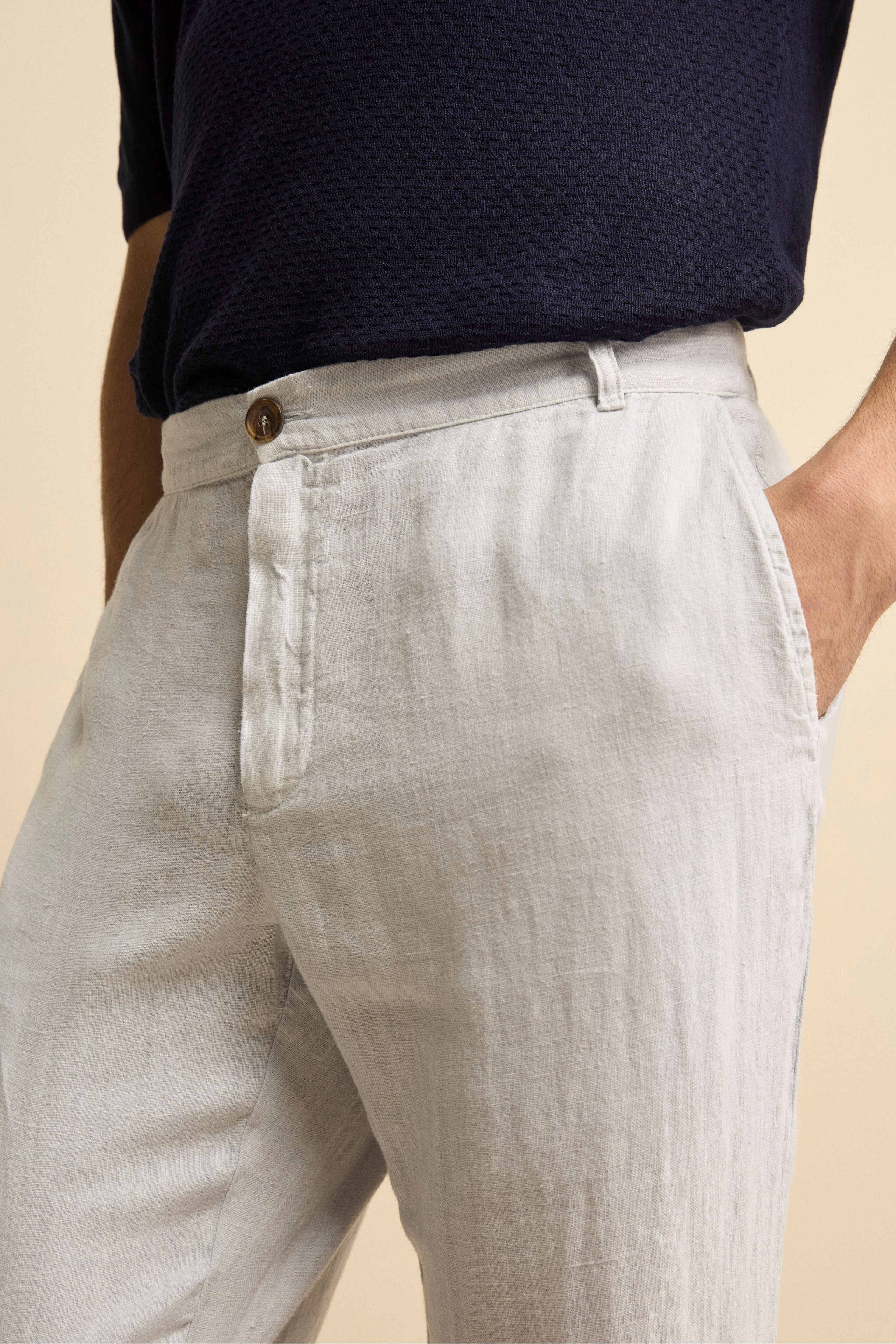 Pantalone Morbido in Lino - GHIACCIO