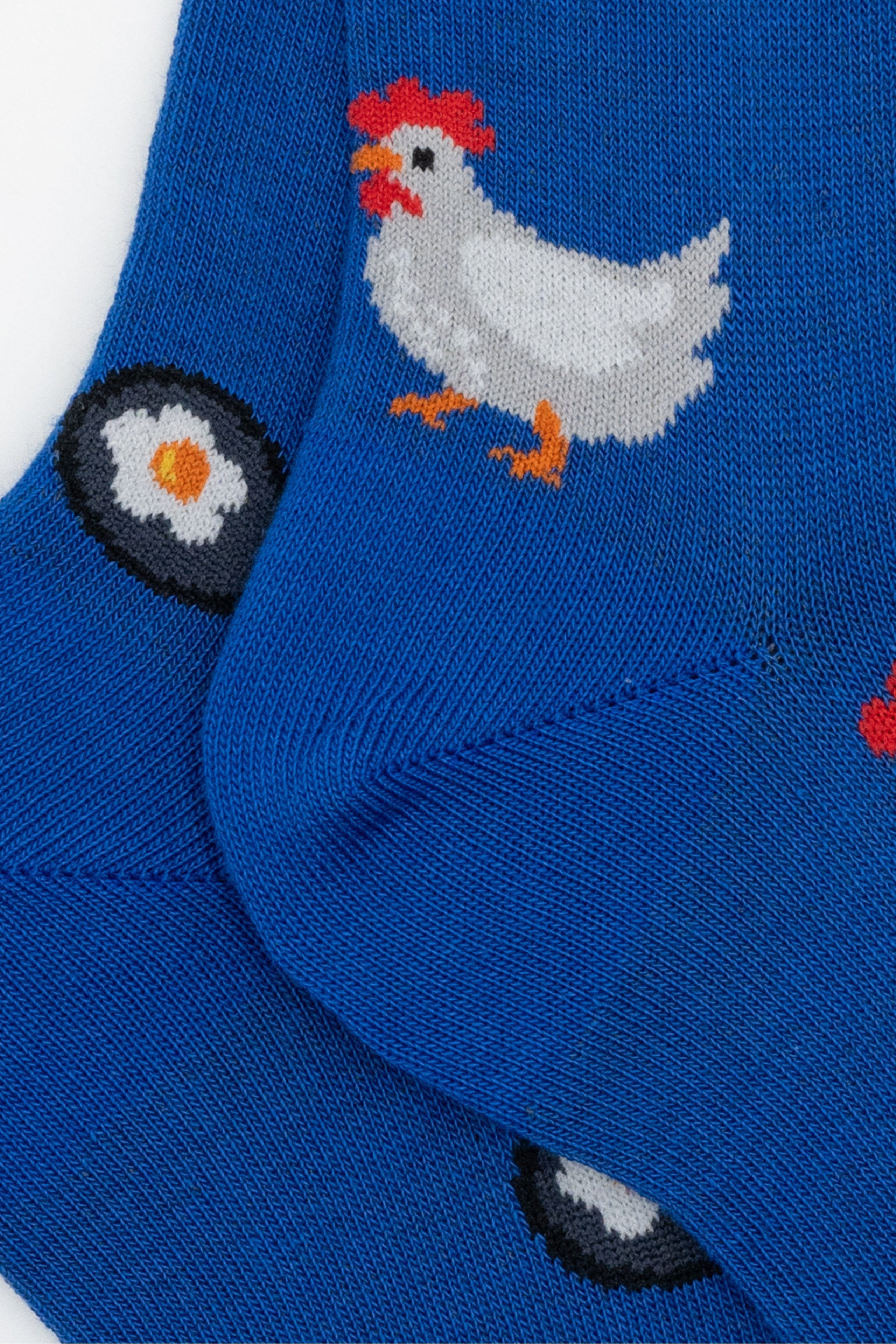 Long Cotton Socks with Pattern - Royal blue