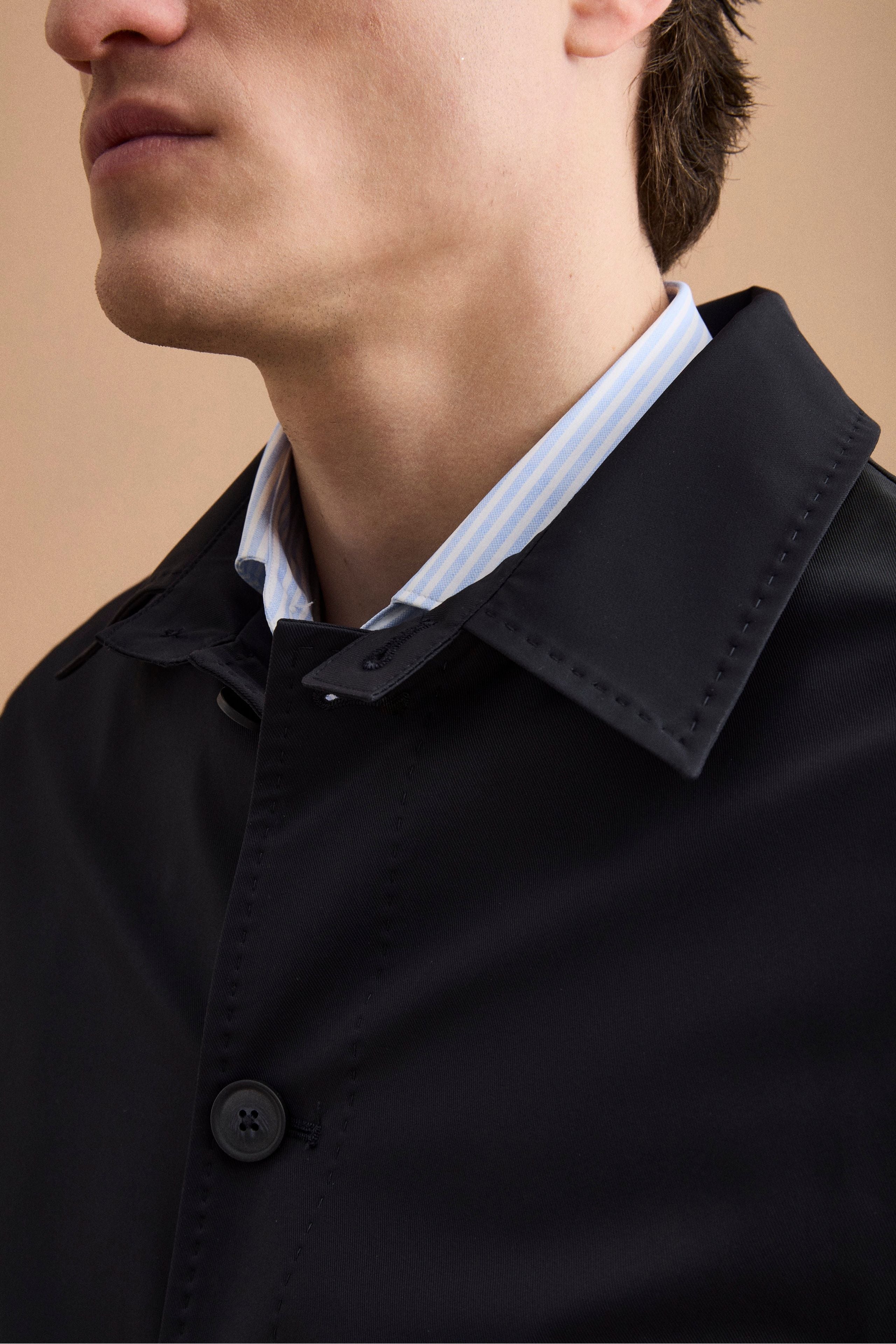 Herren Kurzer Wasserdichter Gefütterter Trenchcoat - BLAU