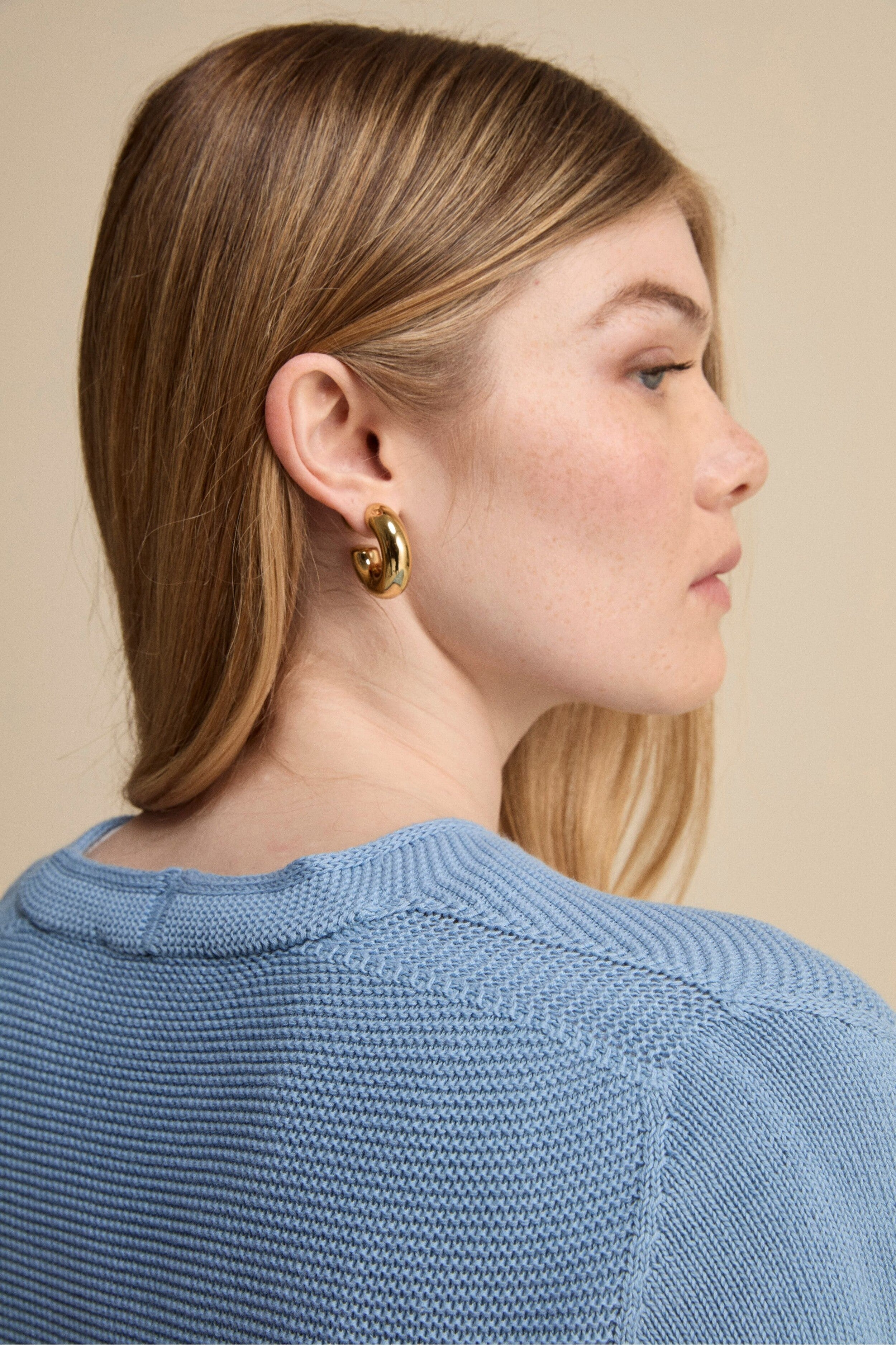 Cardigan Links Scollo a V in Cotone - AZZURRO