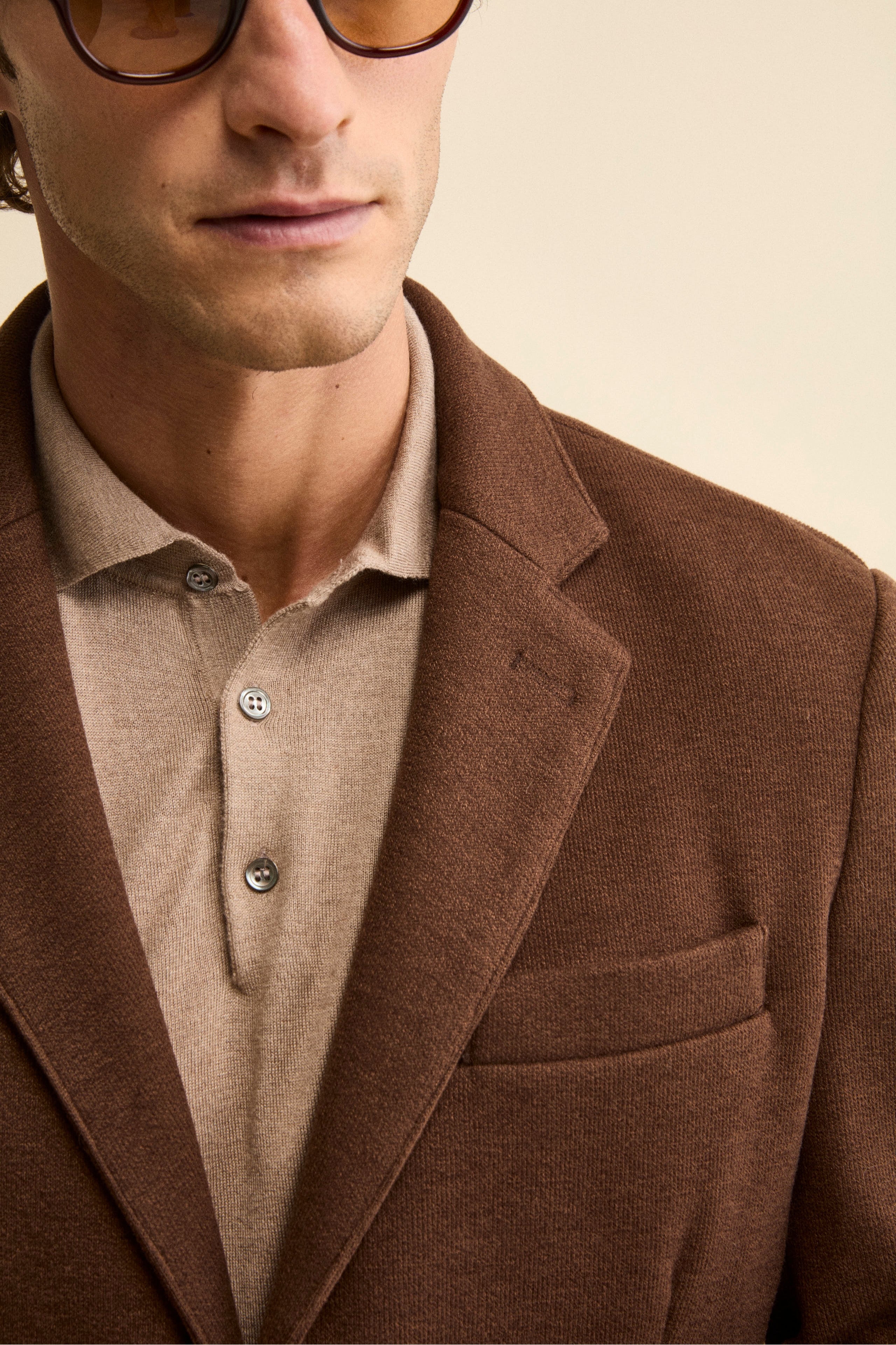 Unlined Single-Breasted Jersey Blazer - brown