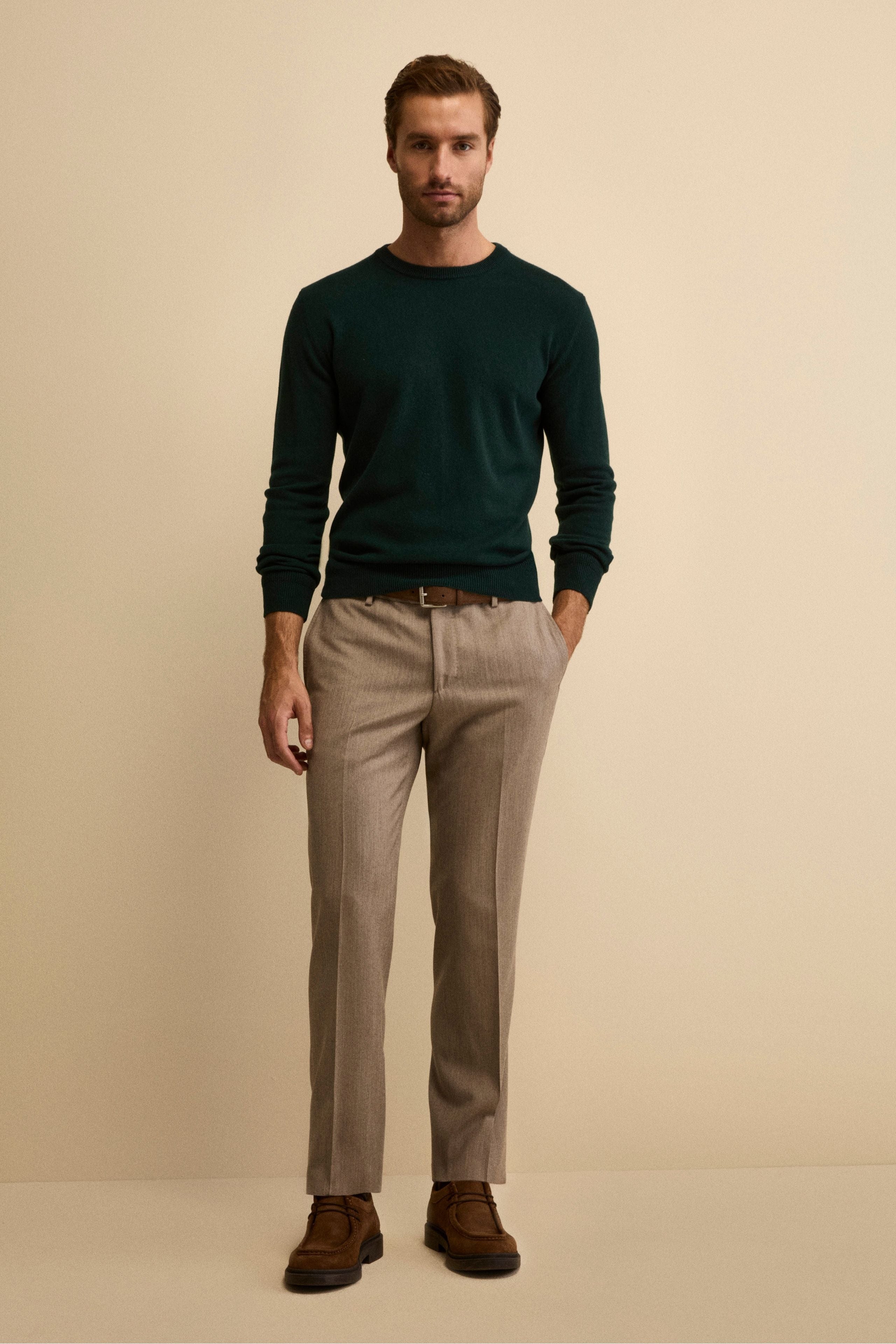 Regular Fit Trousers in Wool and Cashmere - gray