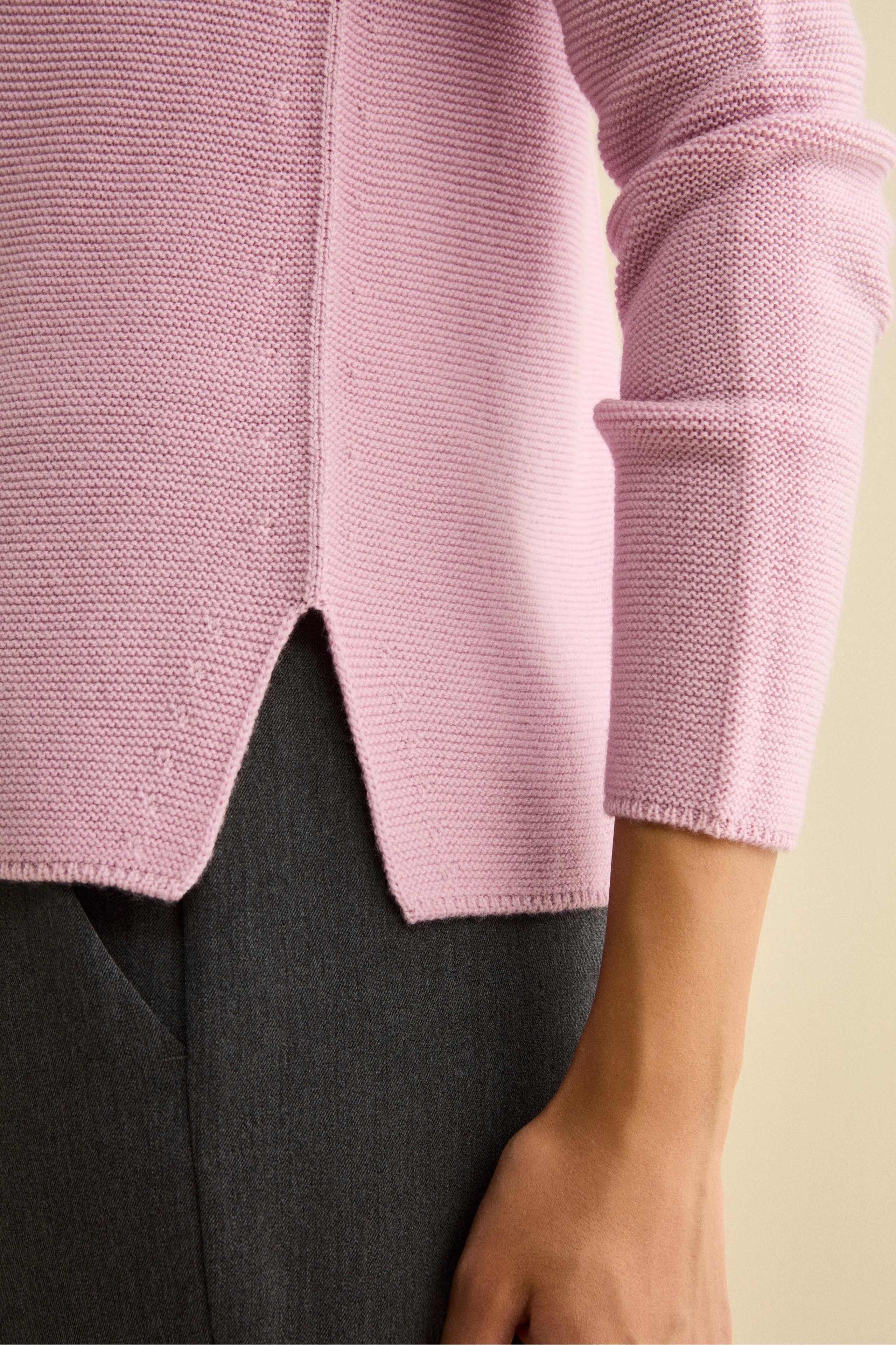 Boat Neck Sweater in Merino Wool - Pink