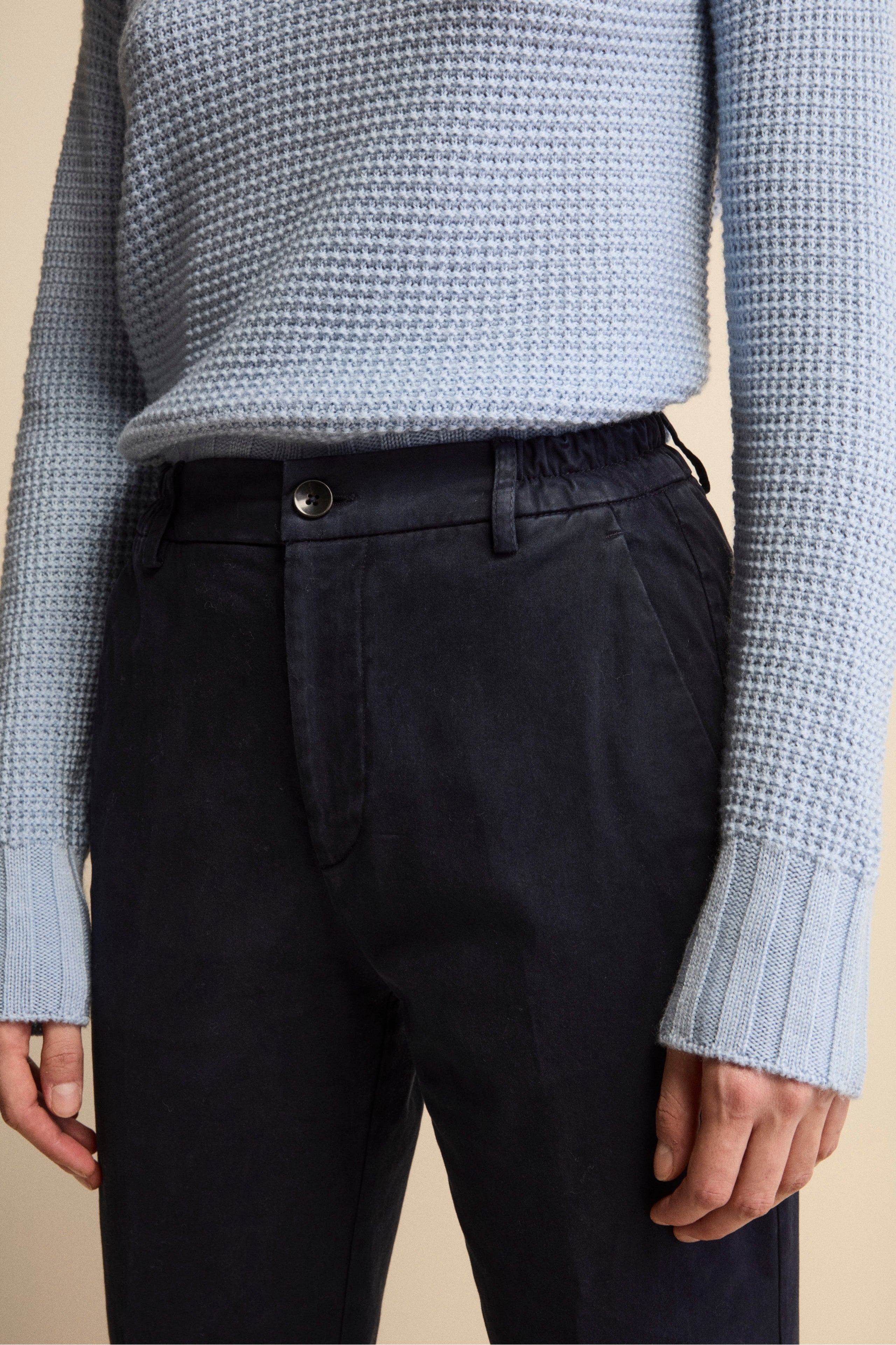 Regular-Fit Trousers with Elastic Waist - BLUE