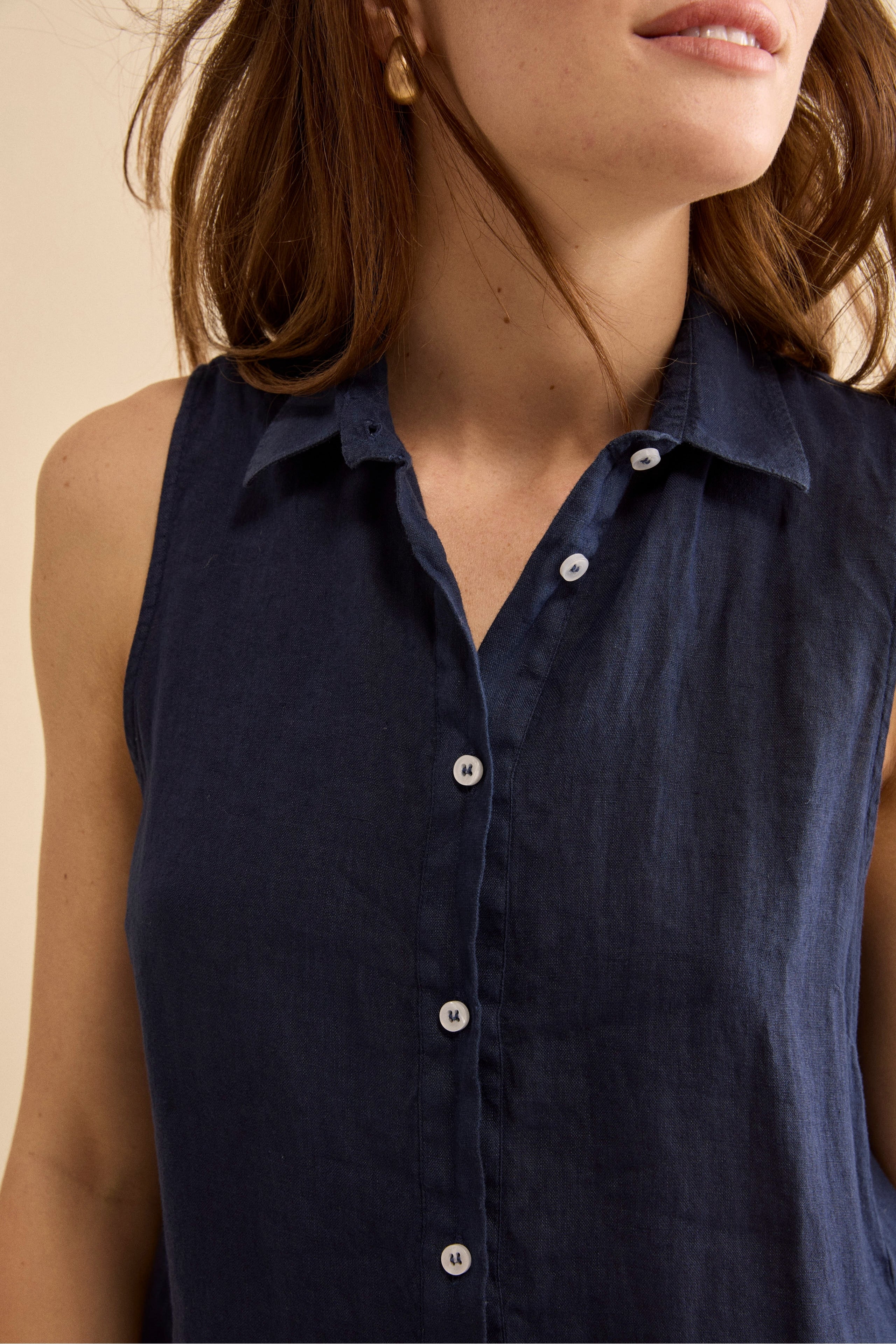 Camicia Over Smanicata in Lino - NAVY