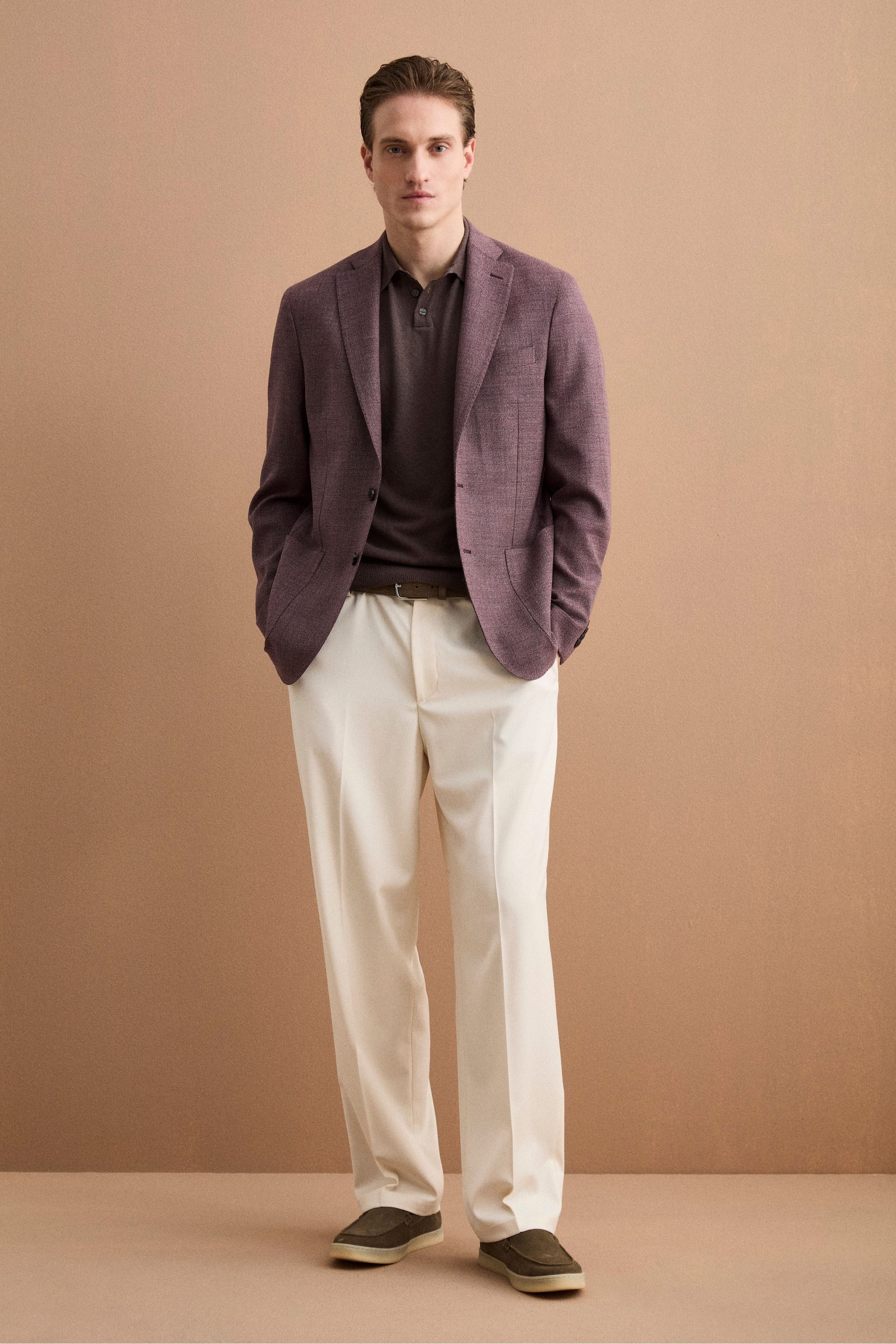 Polo bouclè in spugna - MARRONE