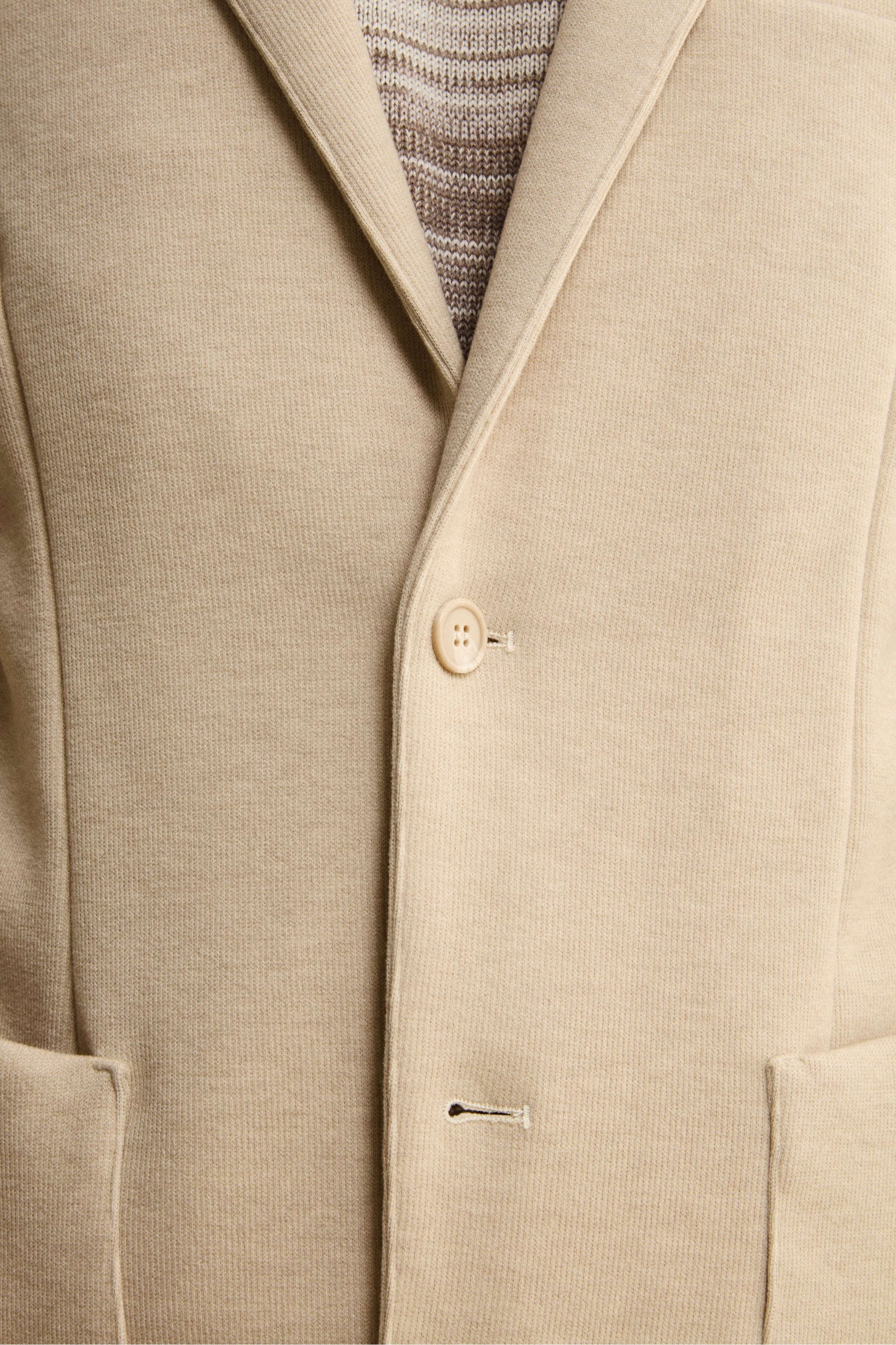 Ungefüttertes Einreiher Jersey Sakko - Natürlich