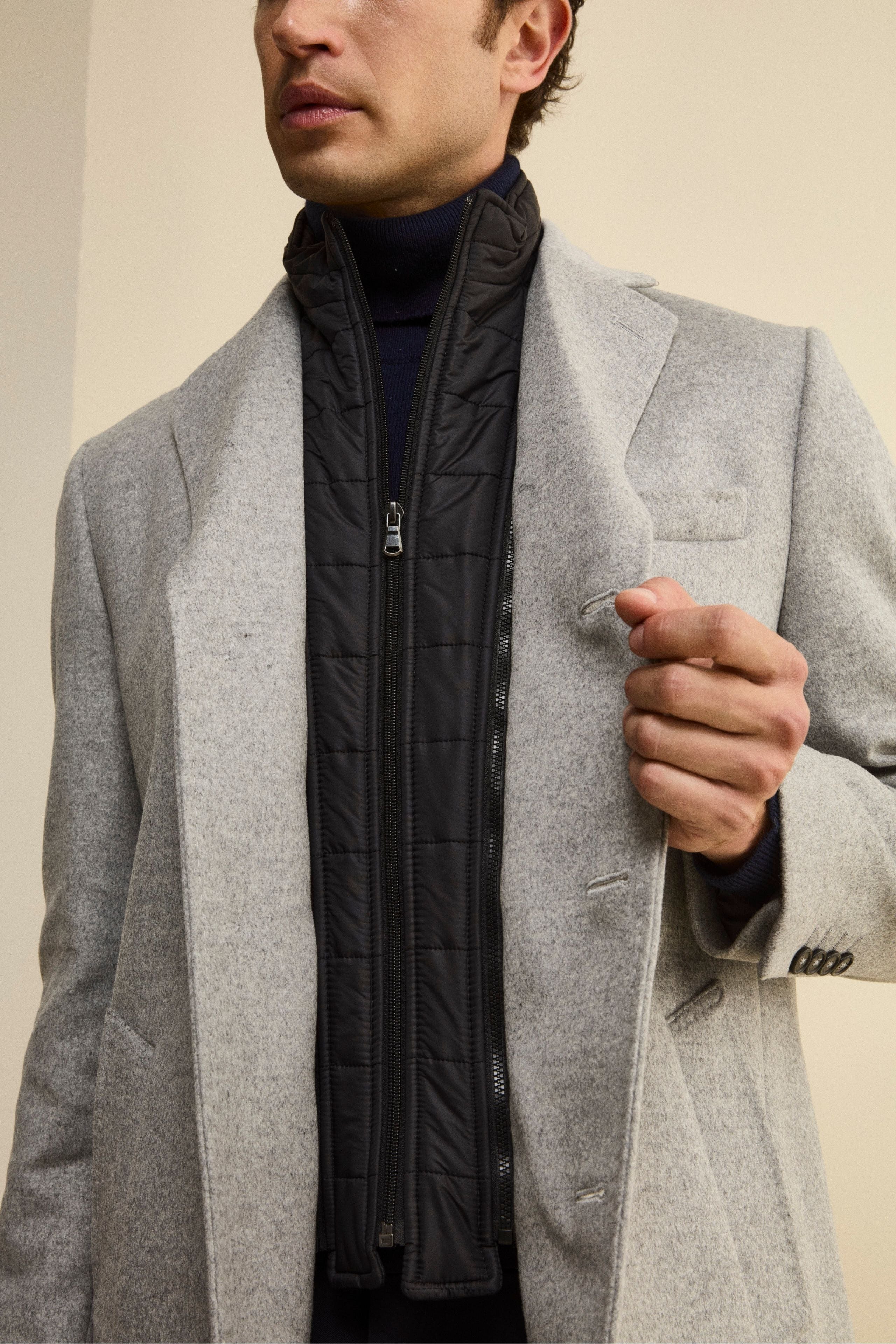Wool and cashmere coat - Light grey