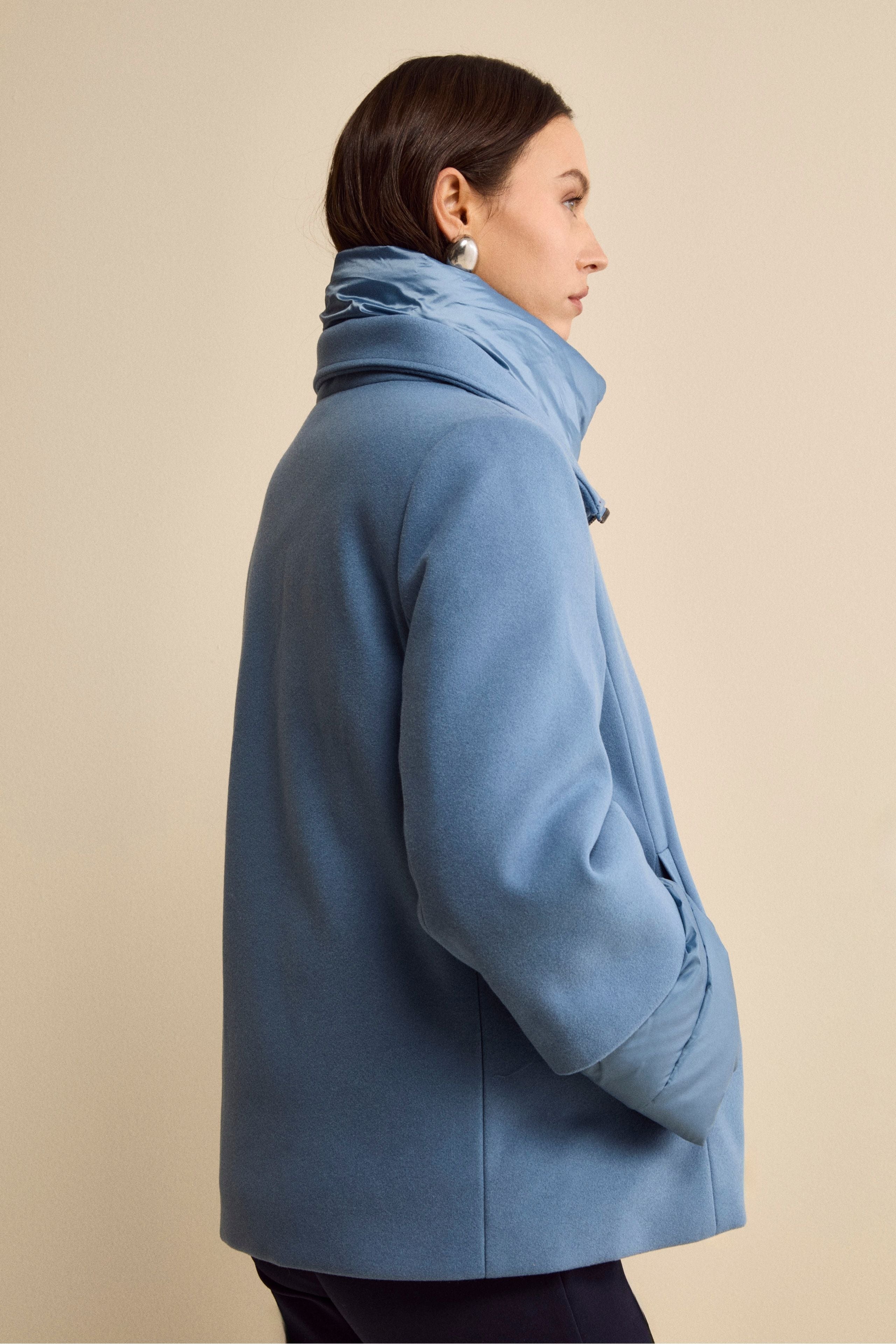 Giubbotto Imbottito Svasato con Zip - DENIM