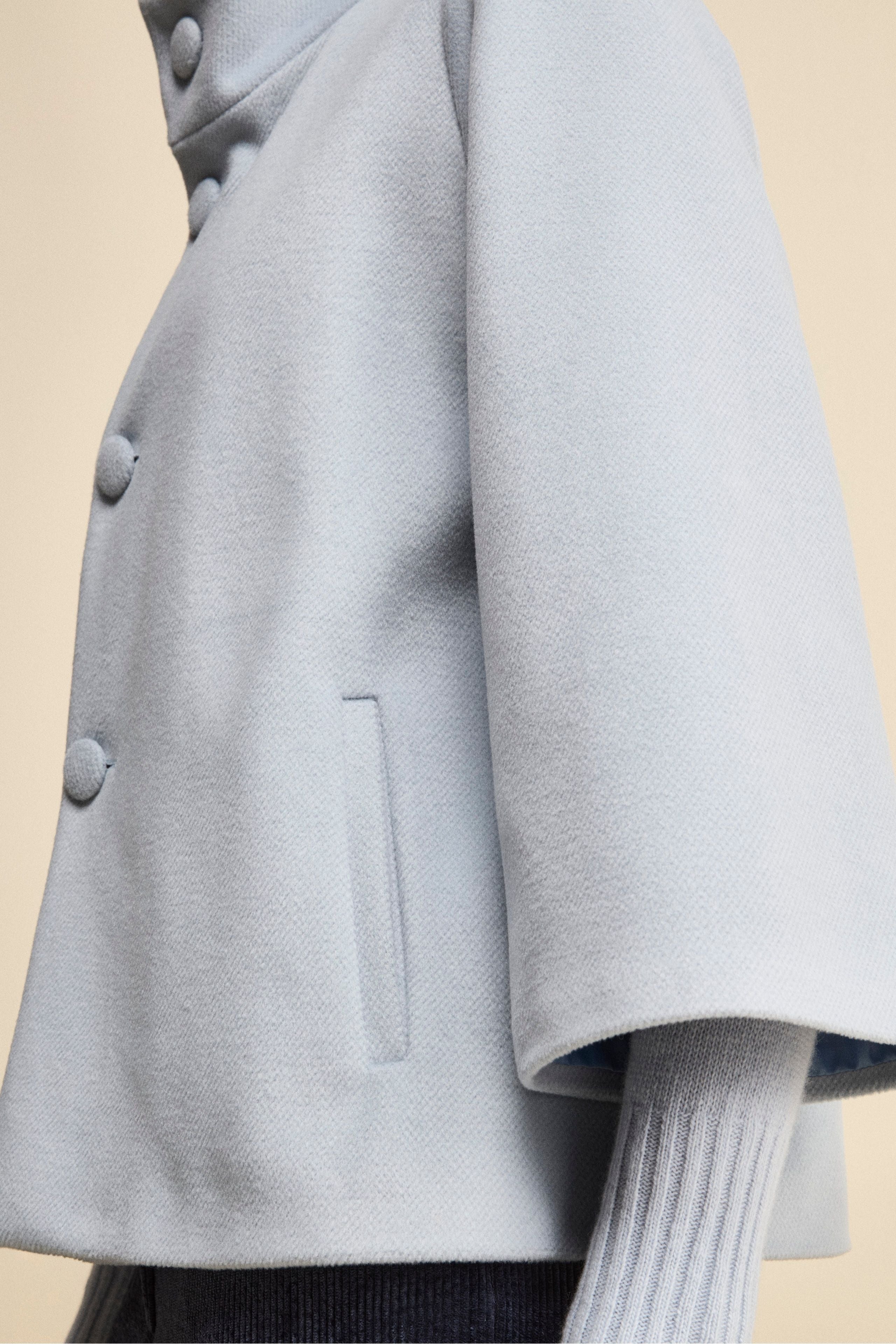 Short Flared Coat with Lining - Dust grey