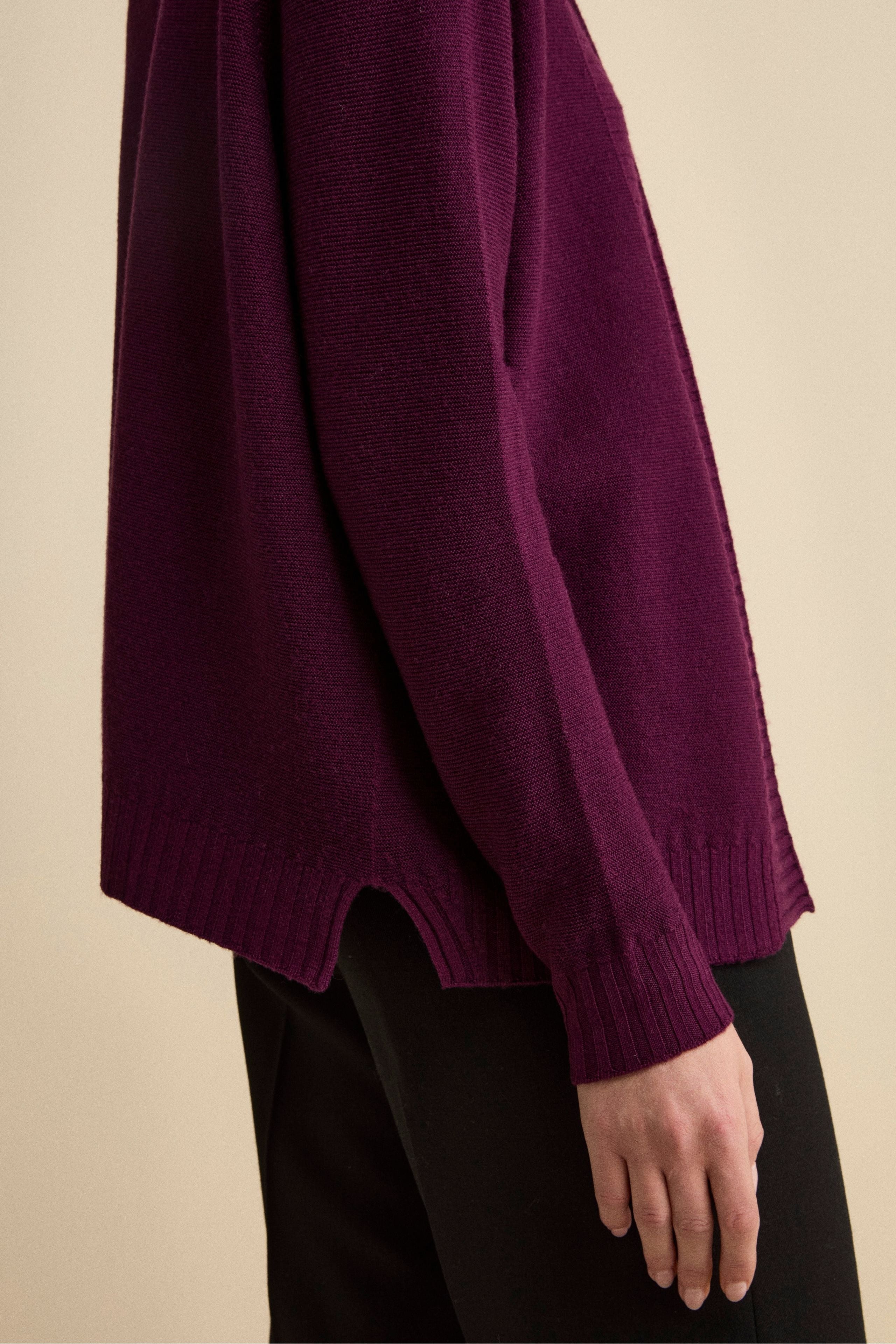 Long Wool Cardigan with Shawl Collar - VIOLET