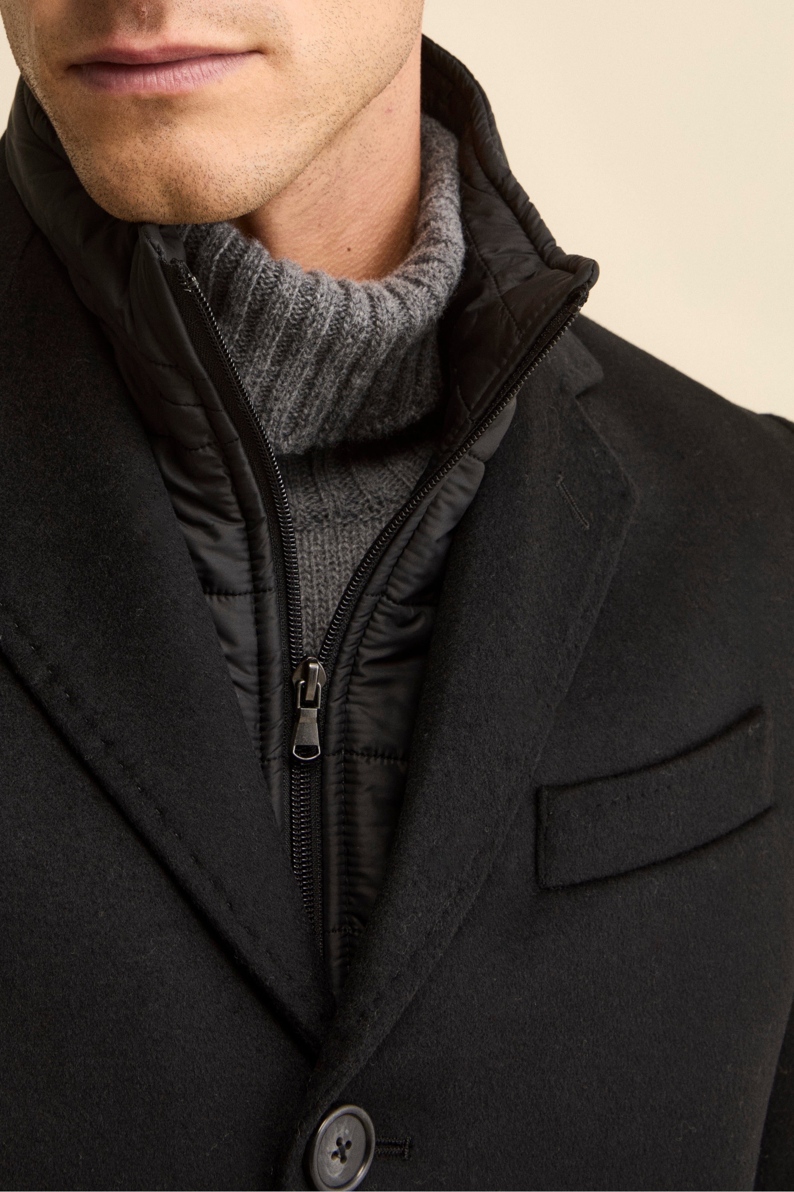 Wool and cashmere coat - BLACK