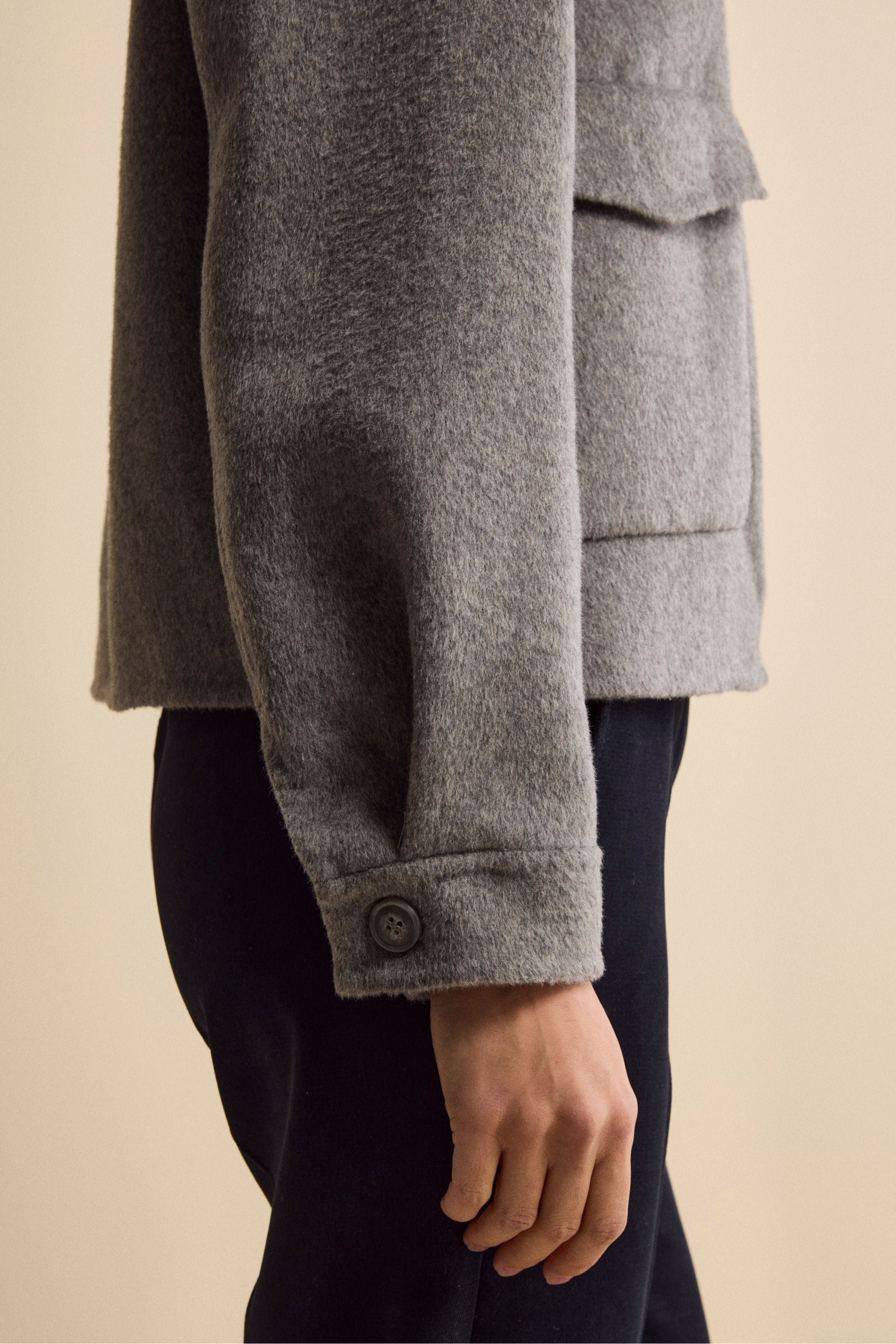 Unlined Wool Blend Bomber - GREY