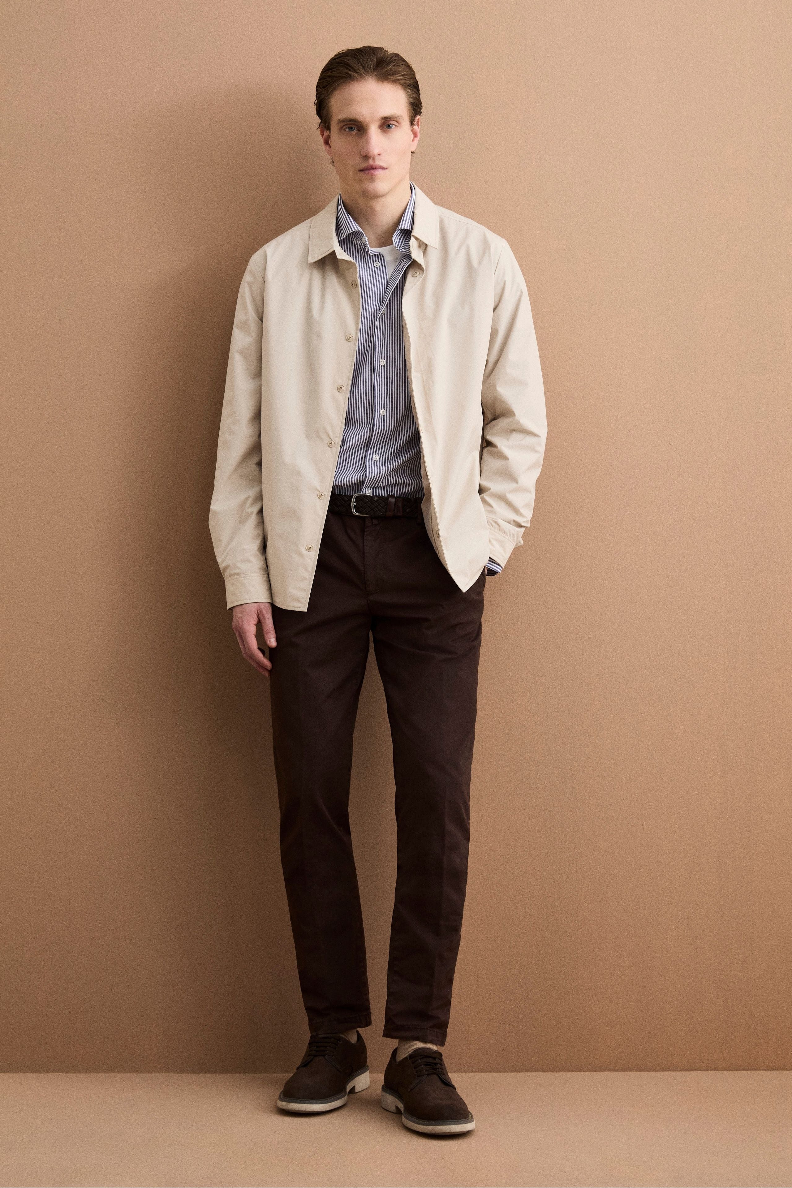 Herren Regular-Fit-Hose aus Baumwollgabardine - braun