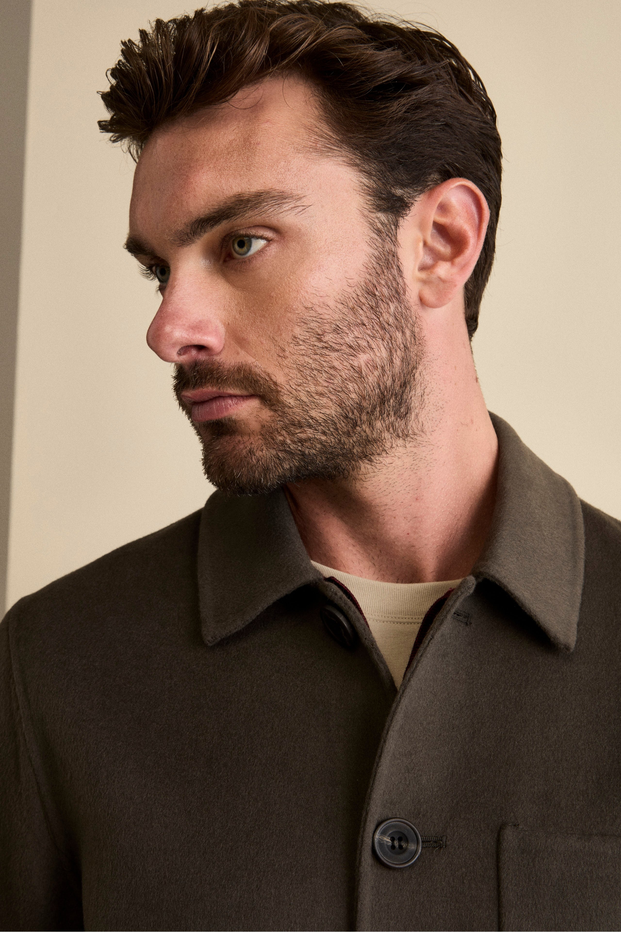 Shirt Jacket in Wool Blend - Dark grey