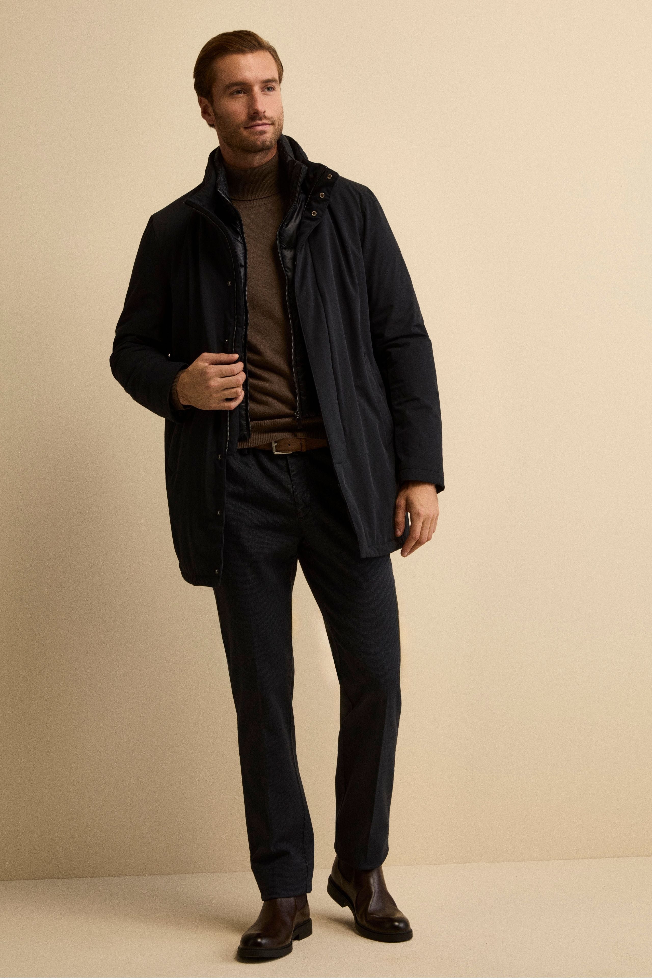 Micro-Dot Regular Fit Cotton Trousers - BLUE