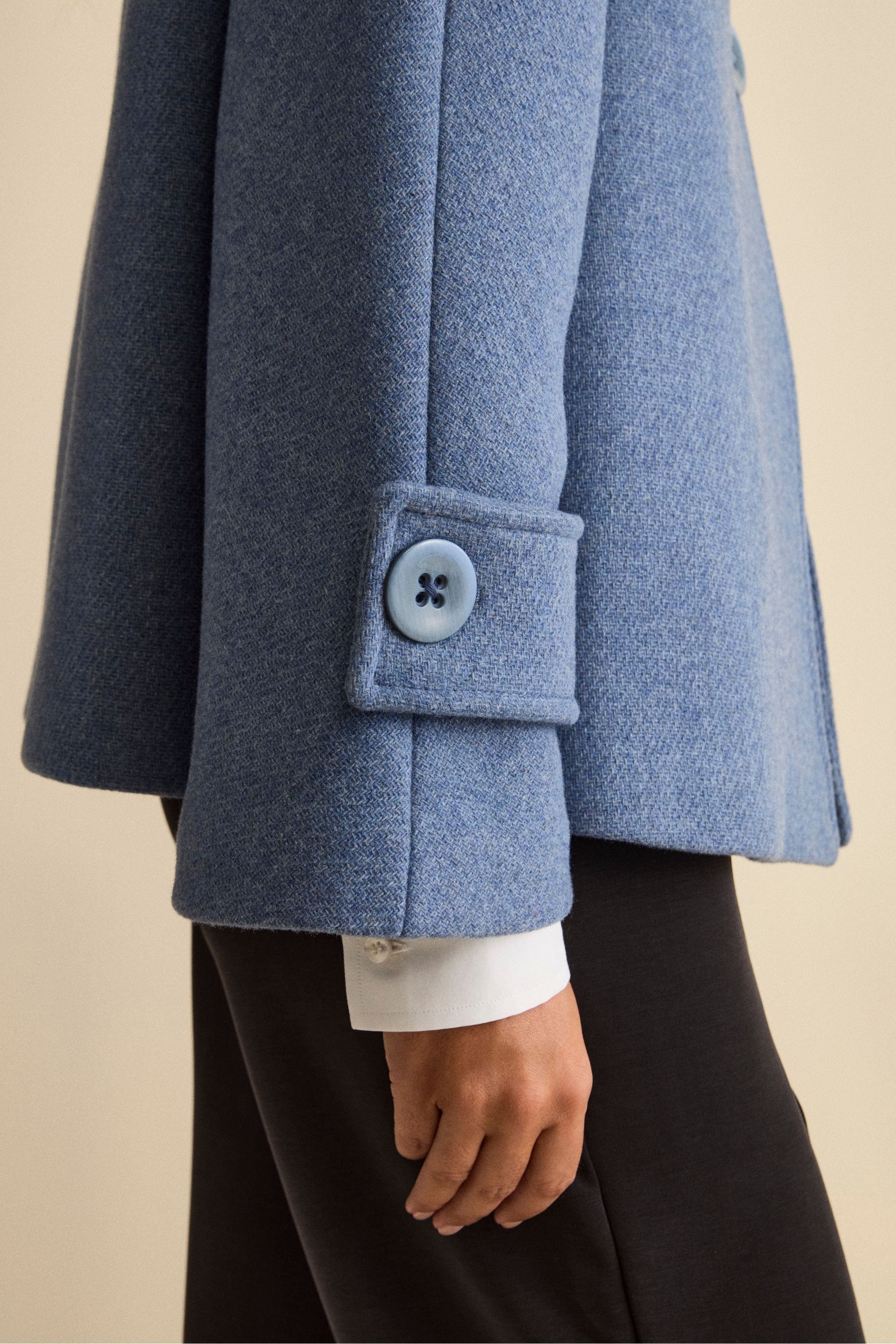 Short Wool Blend Coat with Bell Sleeves - Dust grey