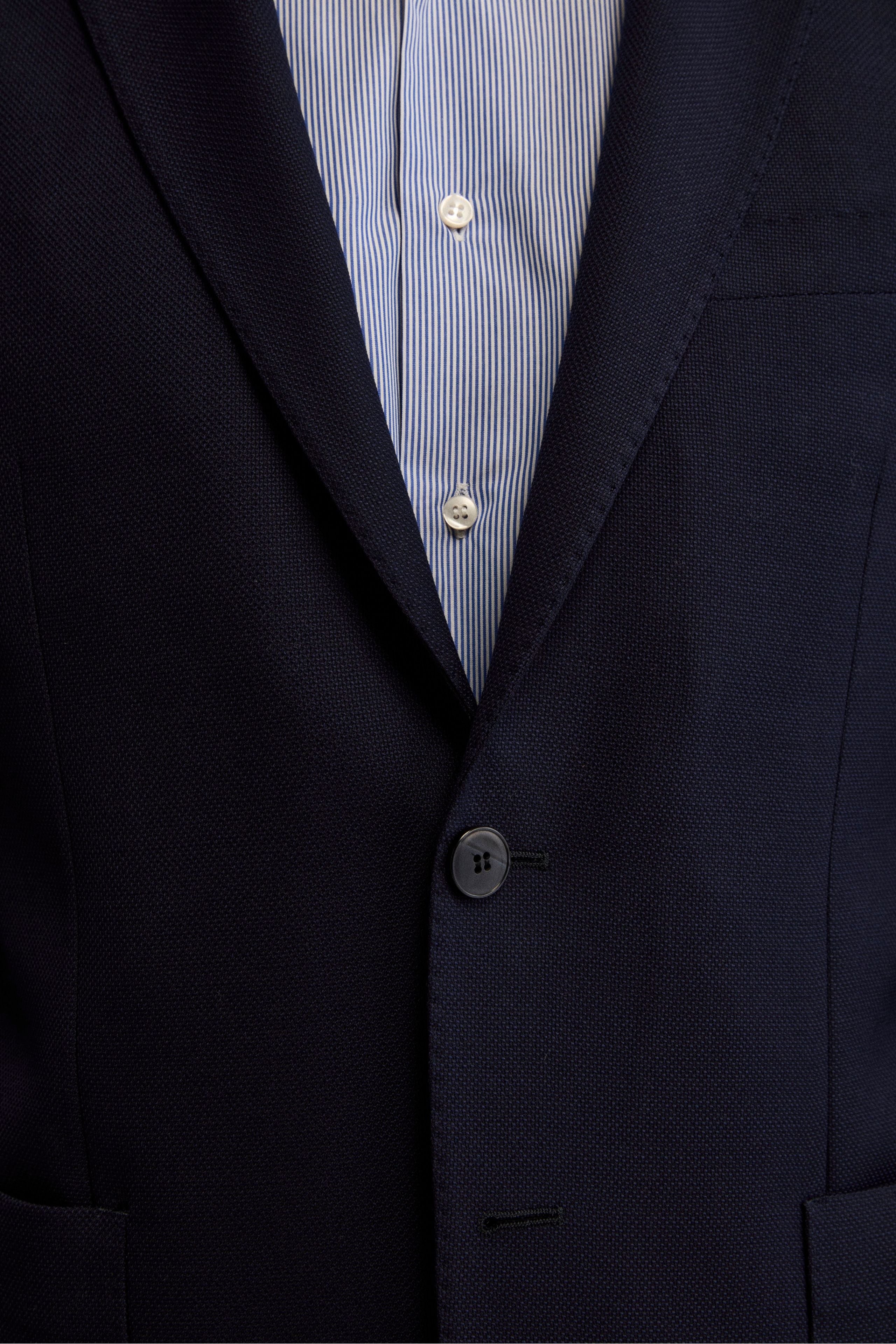 Slim Fit Single-Breasted Jacket in Virgin Wool - BLUE