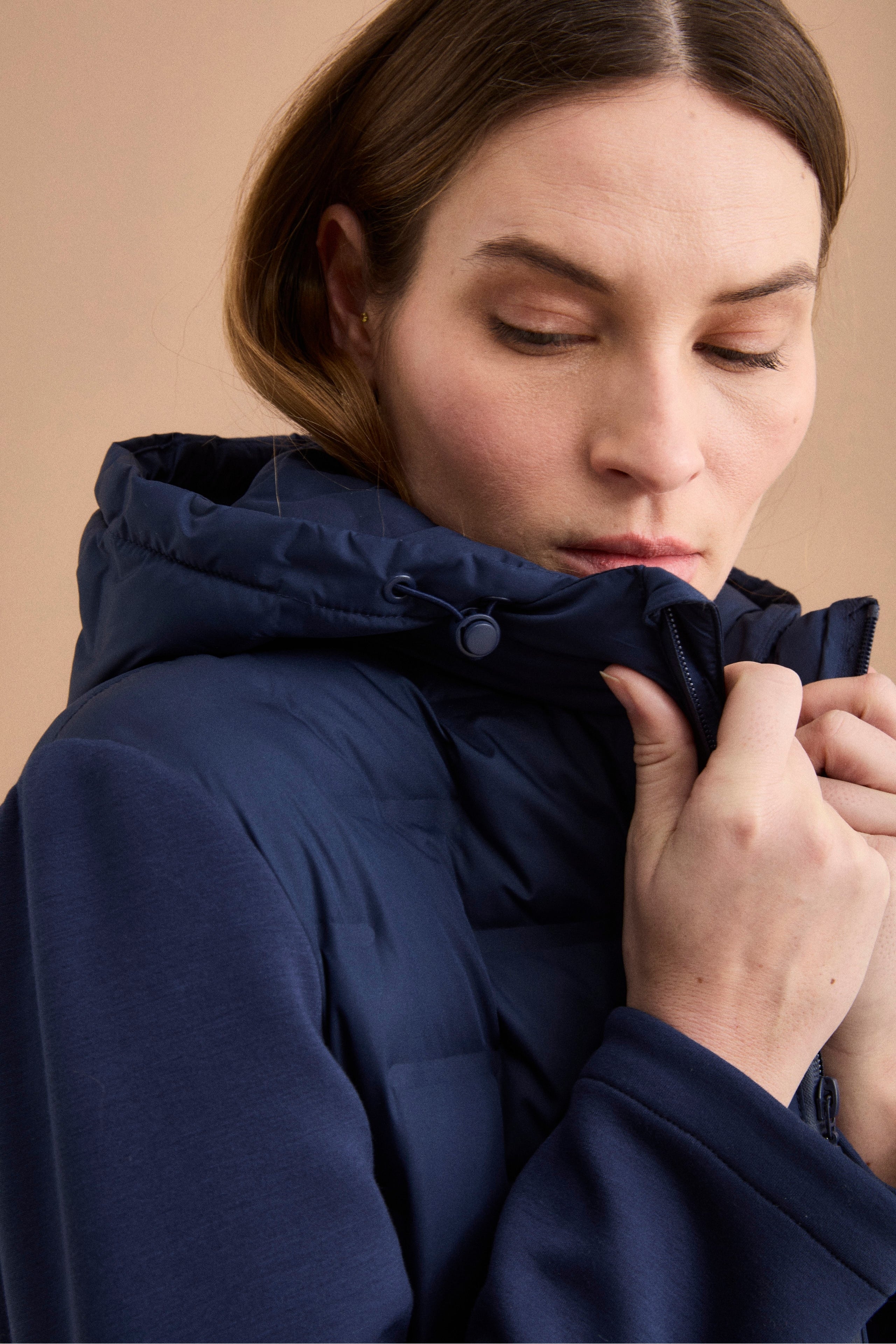 Giubbino Trapuntato Doppio Tessuto con Cappuccio - BLU