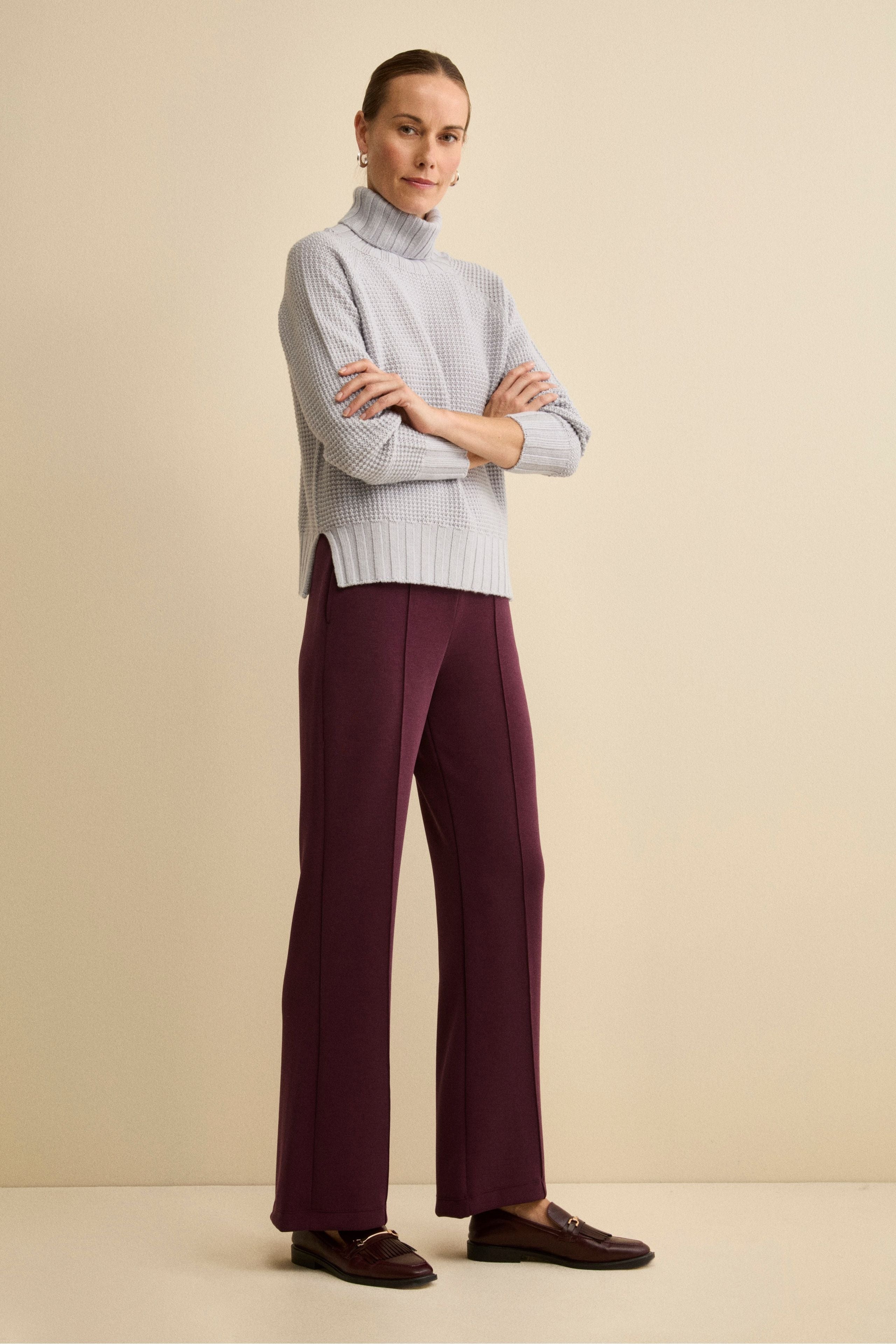 Soft Scuba Trousers - Wine red