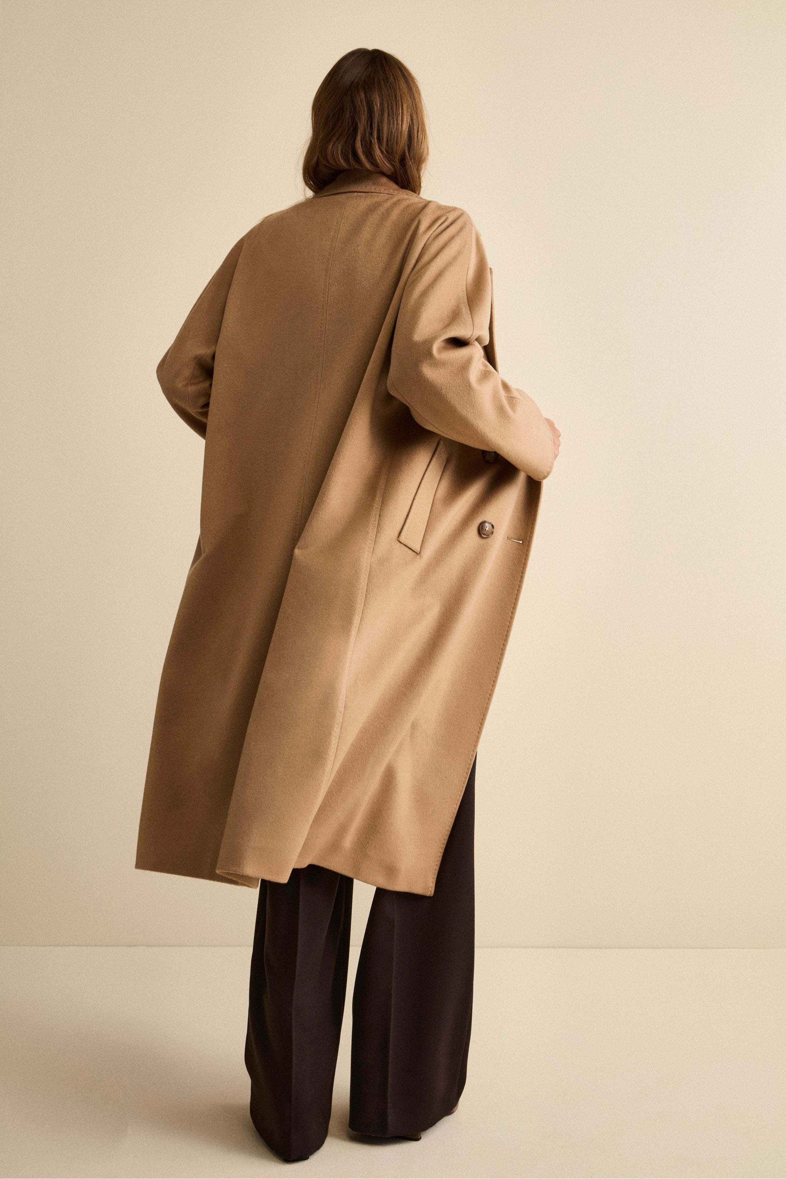 ジャケット・アウター Camel Cashmere Double Breasted Long Coat Long Lined Double-Breasted Coat in Cashmere - Camel