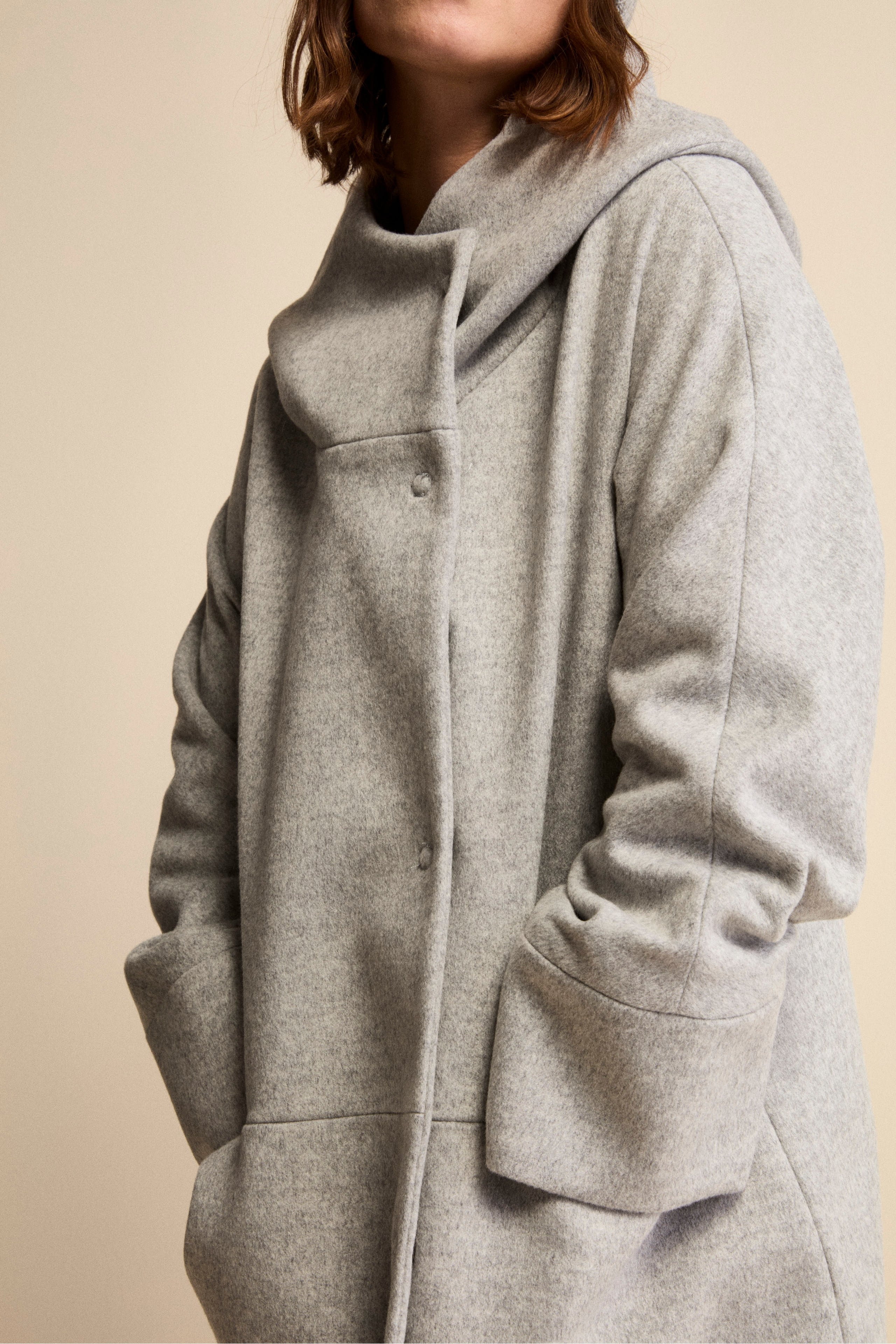 Manteau court en laine et cachemire - PERLE