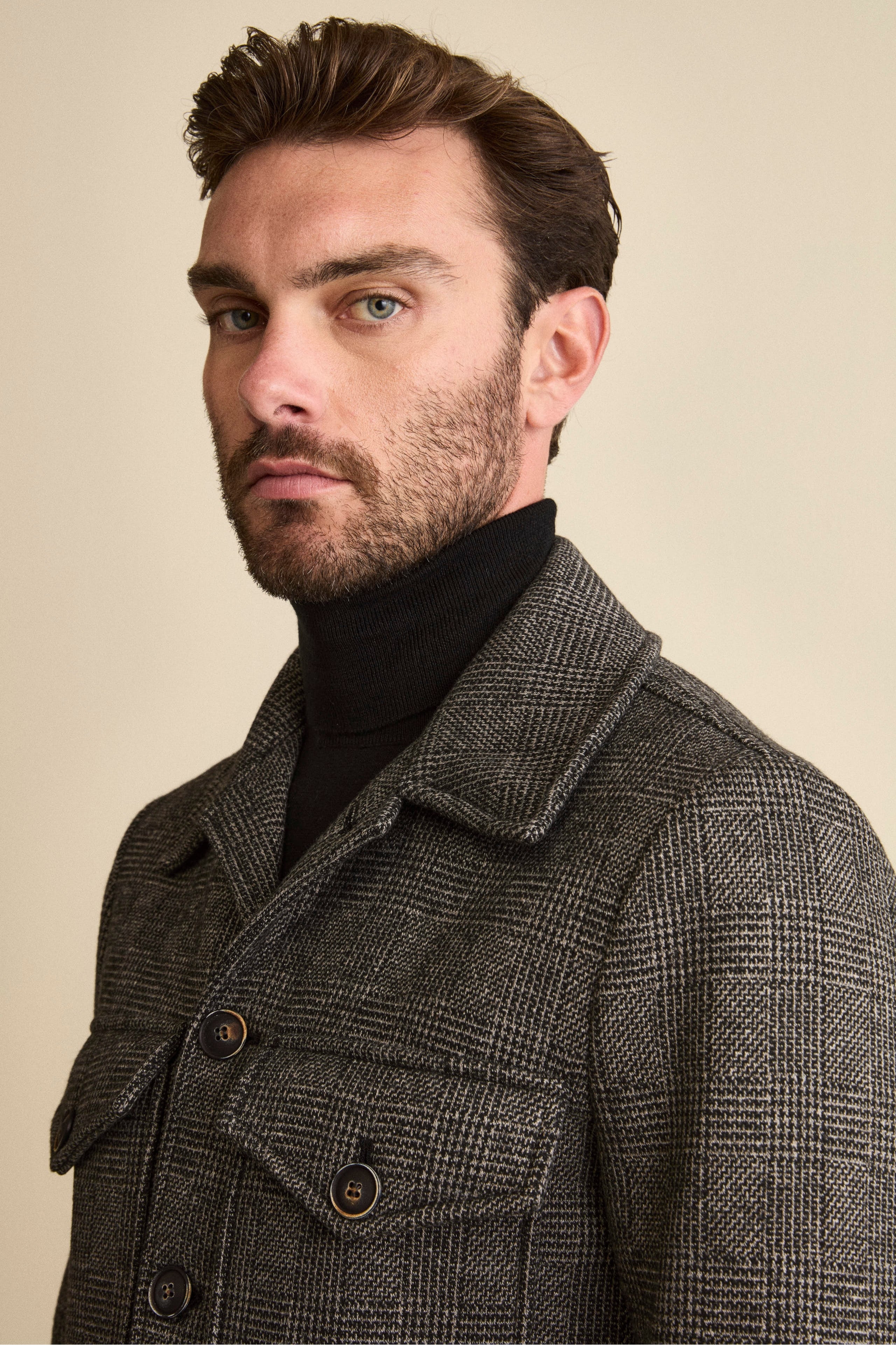 Worker Jacket in Prince of Wales Check - P-Poule Grey