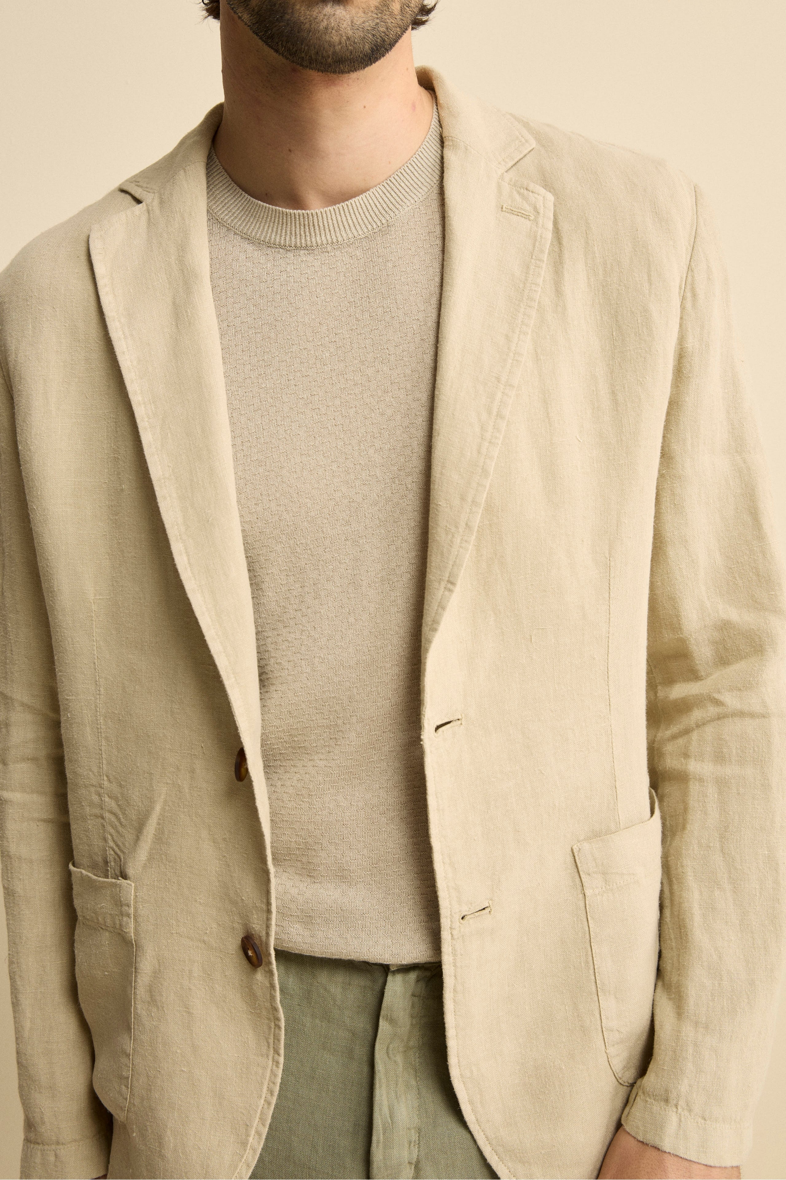 Giacca Beige in Lino - BEIGE