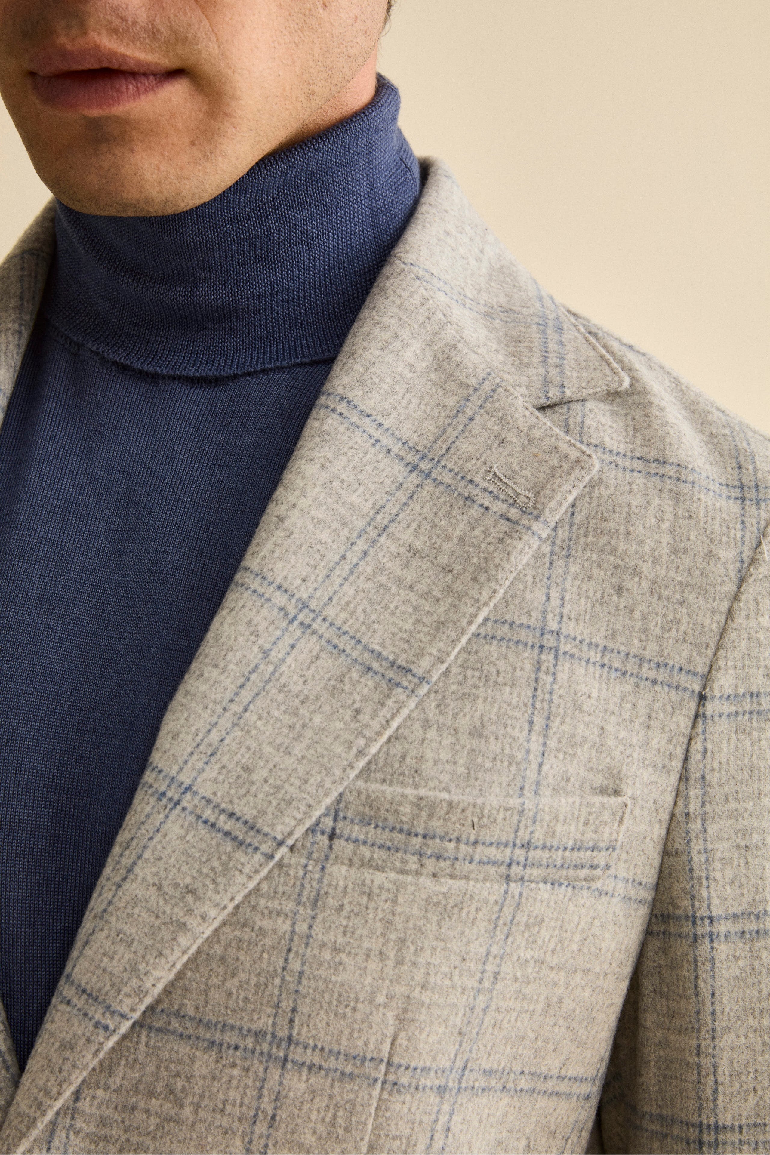 Unstructured Check Jacket in Wool Blend - PEARL