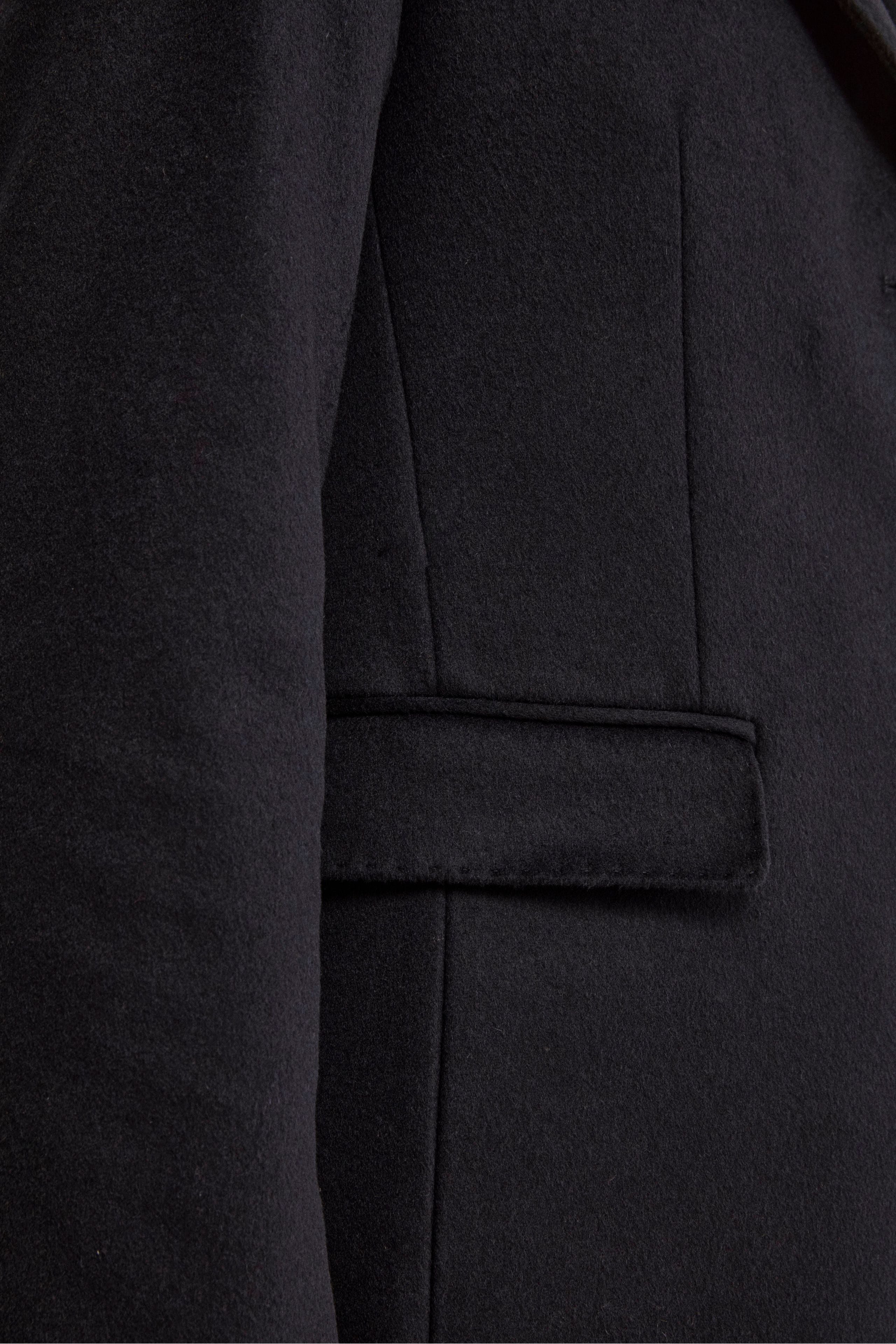 Midi Coat in Wool and Cashmere with Bib - BLUE