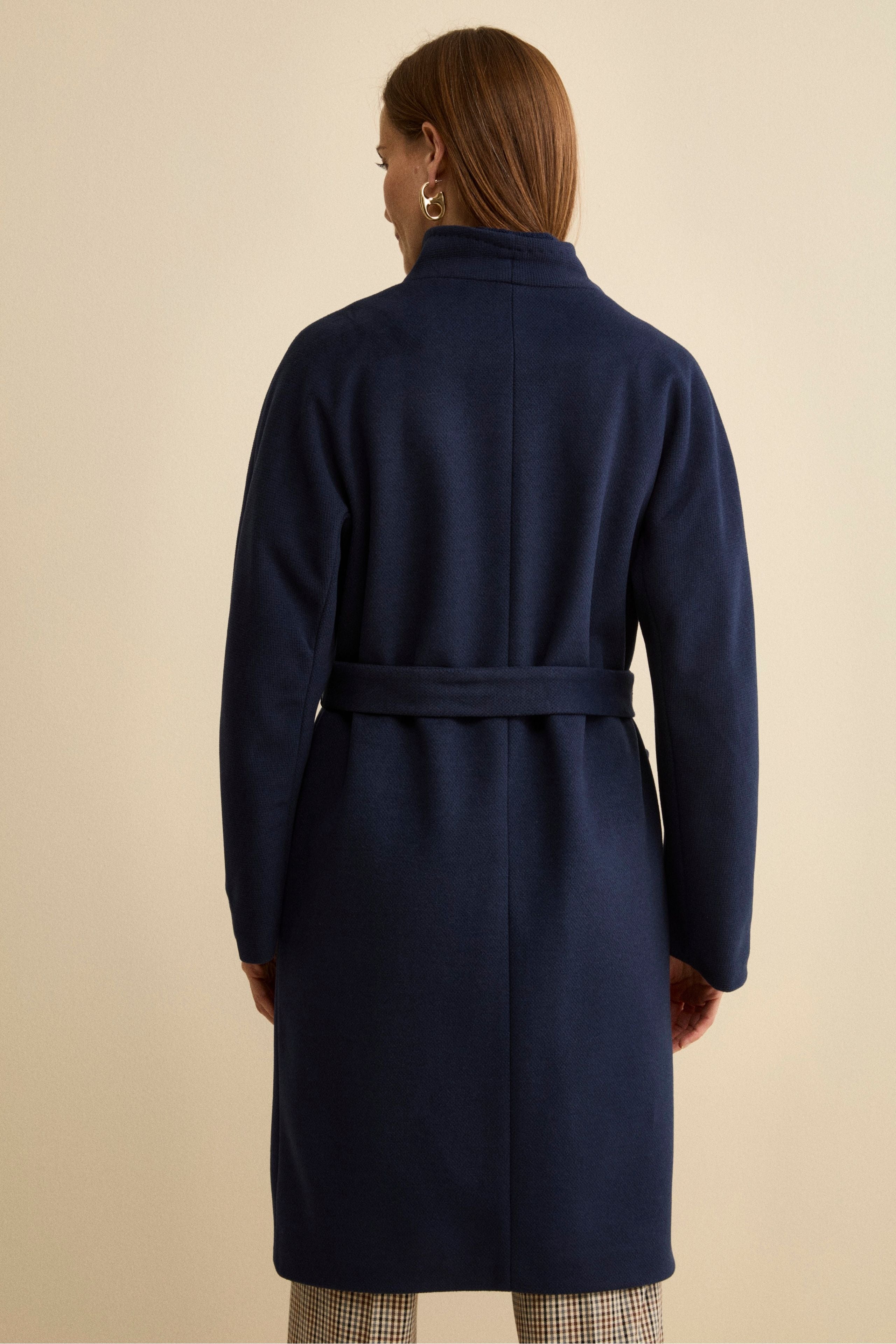 Long Lined Belted Coat - BLUE
