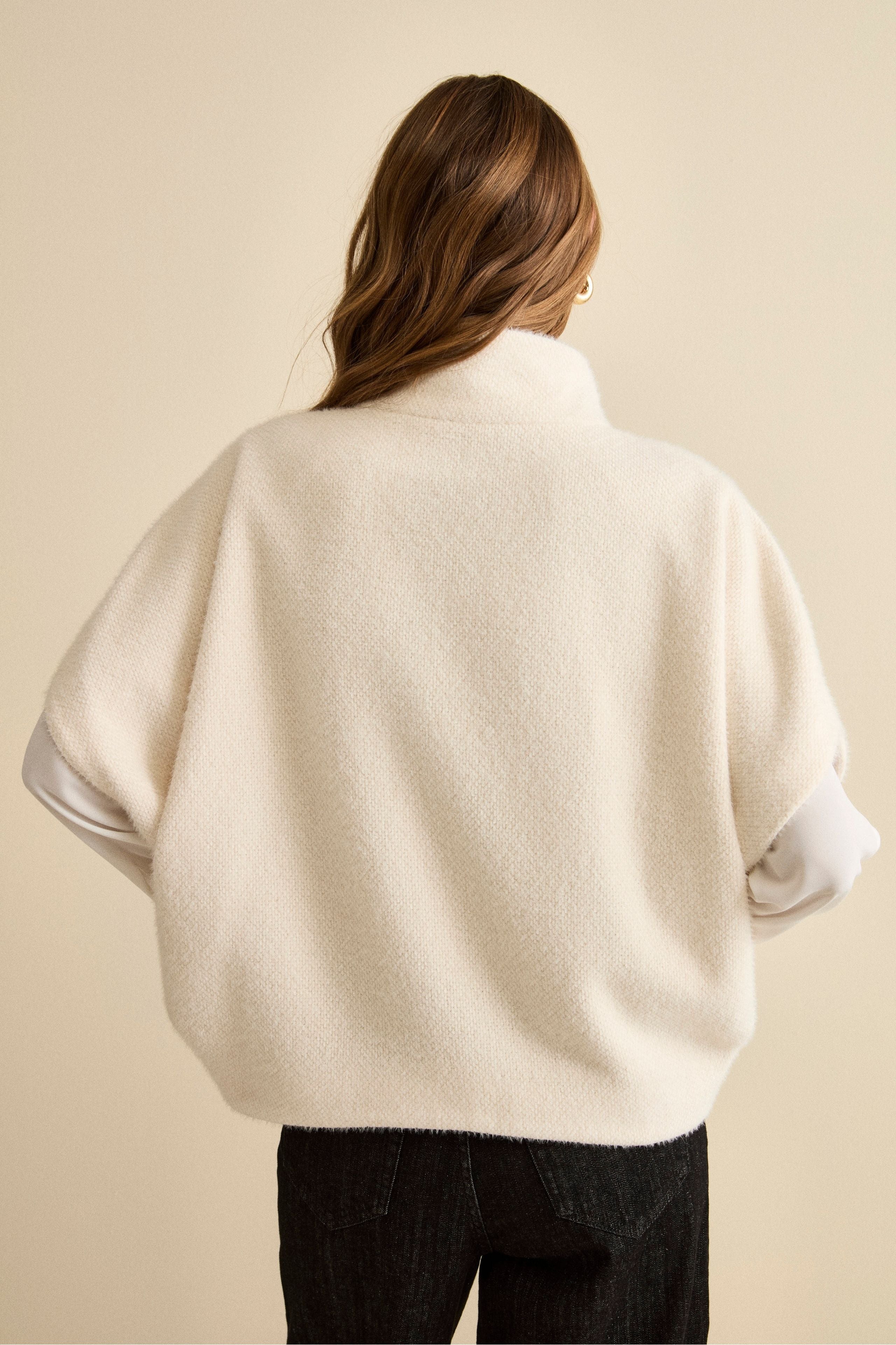 Lined Cape with Zip - CREAM